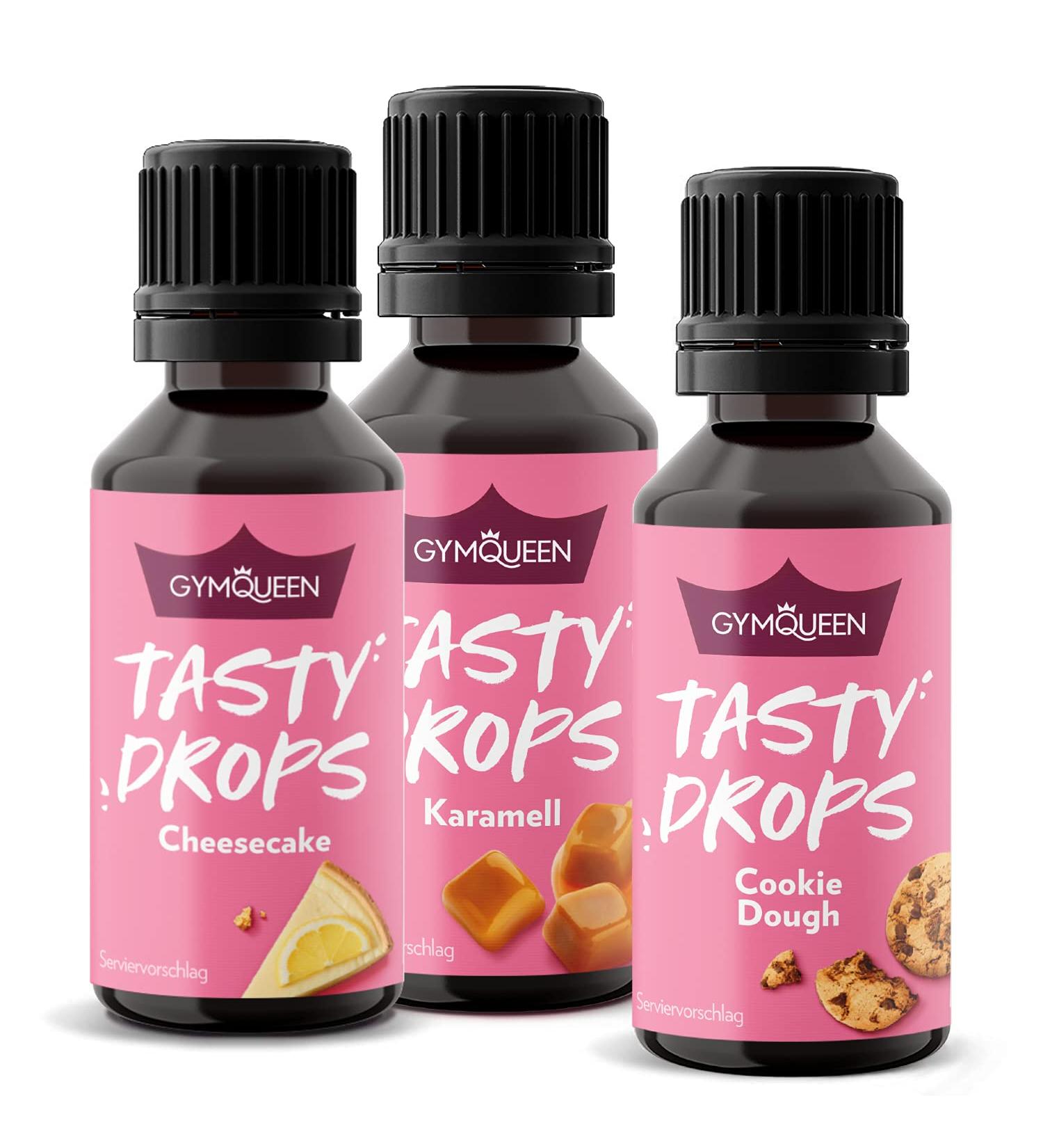 Buy GymQueen Tasty Drops - 3 Pack (30ml each) - Cookie Dough Cheesecake Caramel - Calorie-Free Flavor Enhancers - Top Seller - Buy Online on GoSupps.com