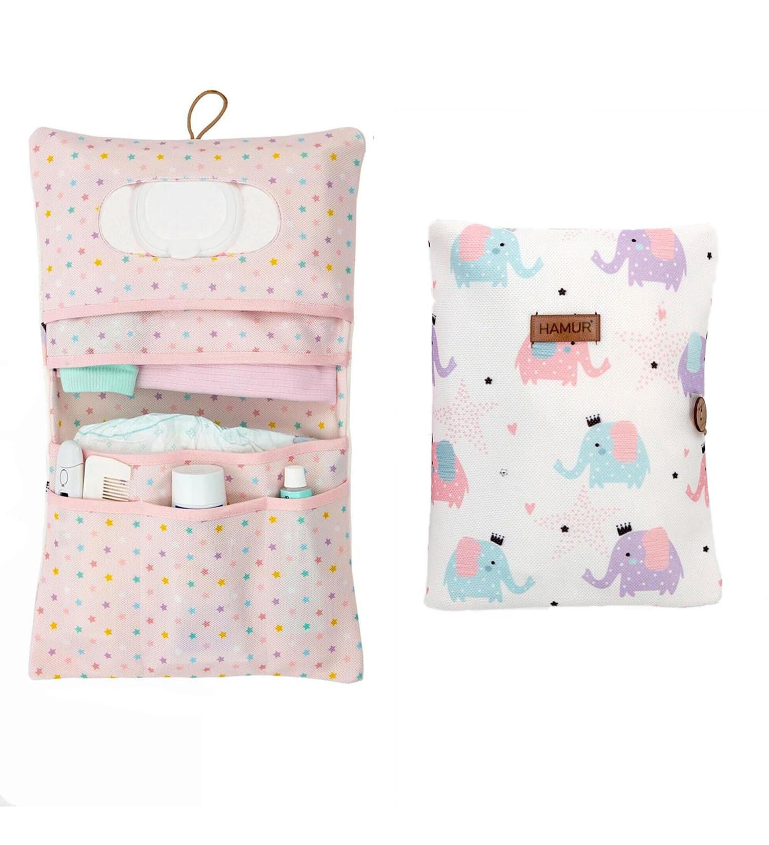 HAMUR Home Warling Pack Organizer & Cosmetic Pack 2-in-1 | Small Diaper Bag for On-the-Go Mamas | Elephant Design - Ideal Baby Organizer for Diapers Cream & Cloths - Buy Online on GoSupps.com