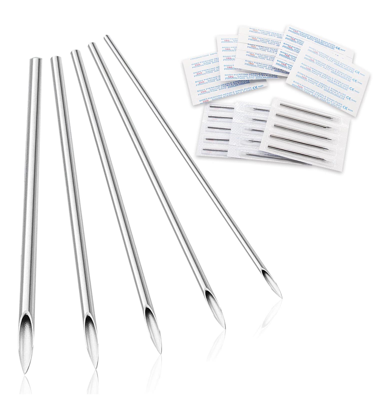 CINRA 50pcs Ear Nose Piercing Needles - Mixed Sizes 12G, 14G, 16G, 18G, 20G Stainless Steel Hollow Needles for Piercing Kits - Piercing Tools & Supplies - Buy Online on GoSupps.com
