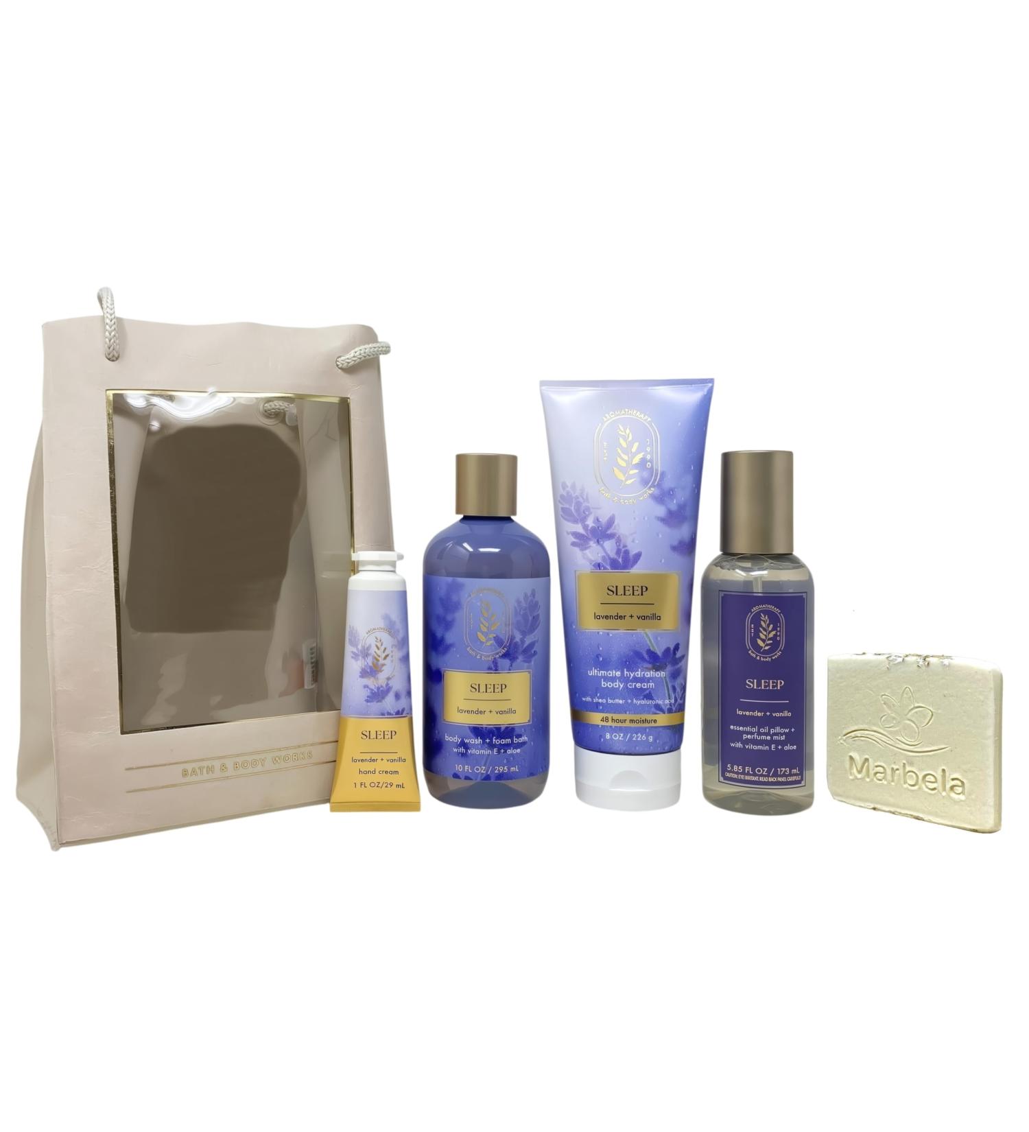 Bath & Body Works Aromatherapy Sleep Lavender + Vanilla Gift Set- Ultimate Hydration Body Cream Essential Oil Mist Body Wash & Foam Bath and Hand Cream - with a Natural Oats Sample Soap - Buy Online on GoSupps.com