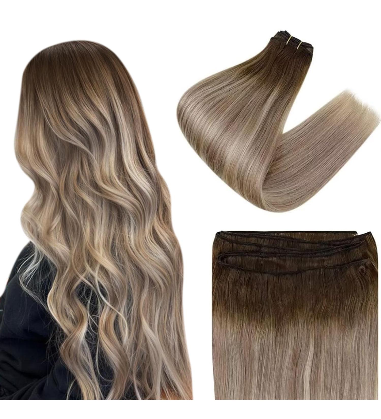 Buy 18-Inch Real Hair Whisk Extensions - Dark Brown Ash Brown & Medium Blonde Mix - 100g Remy Brazilian Hair - International Shipping Available - Buy Online on GoSupps.com
