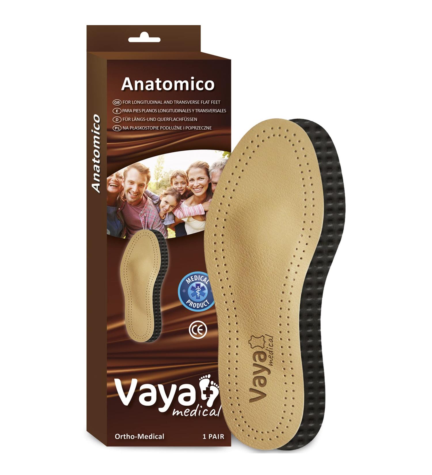 Vaya Anatomico Orthopedic Insoles with Activated Carbon for Flat Feet | Size 39 - Comfort & Support for Transverse & Longitudinal Arch - Buy Online on GoSupps.com