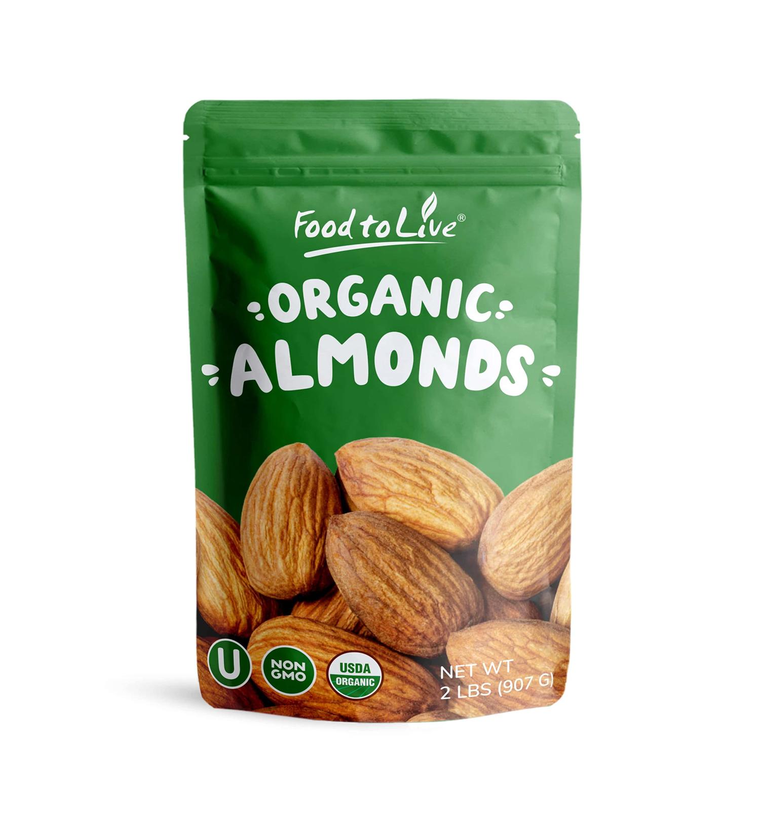 Organic Almonds 2 Pounds - Non-GMO Whole Raw Unpasteurized Unsalted - Keto Snack & Protein Source - Perfect for Almond Milk, Nut Butter & Desserts - Buy Online on GoSupps.com