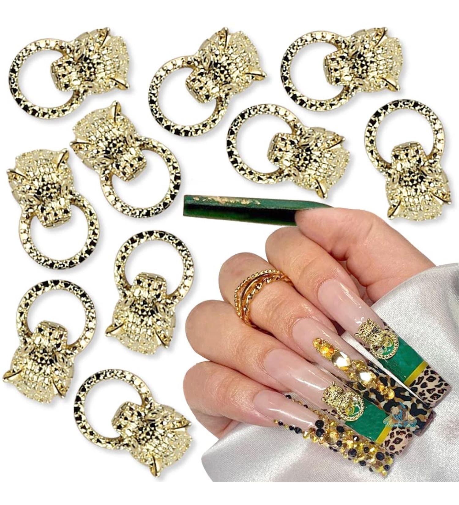 Dornail 10pcs Gold Lion Head Nail Charms - Retro Leopard Knocker 3D Alloy Nail Jewelry for Women - Nail Art Decorations & Accessories - Buy Online on GoSupps.com