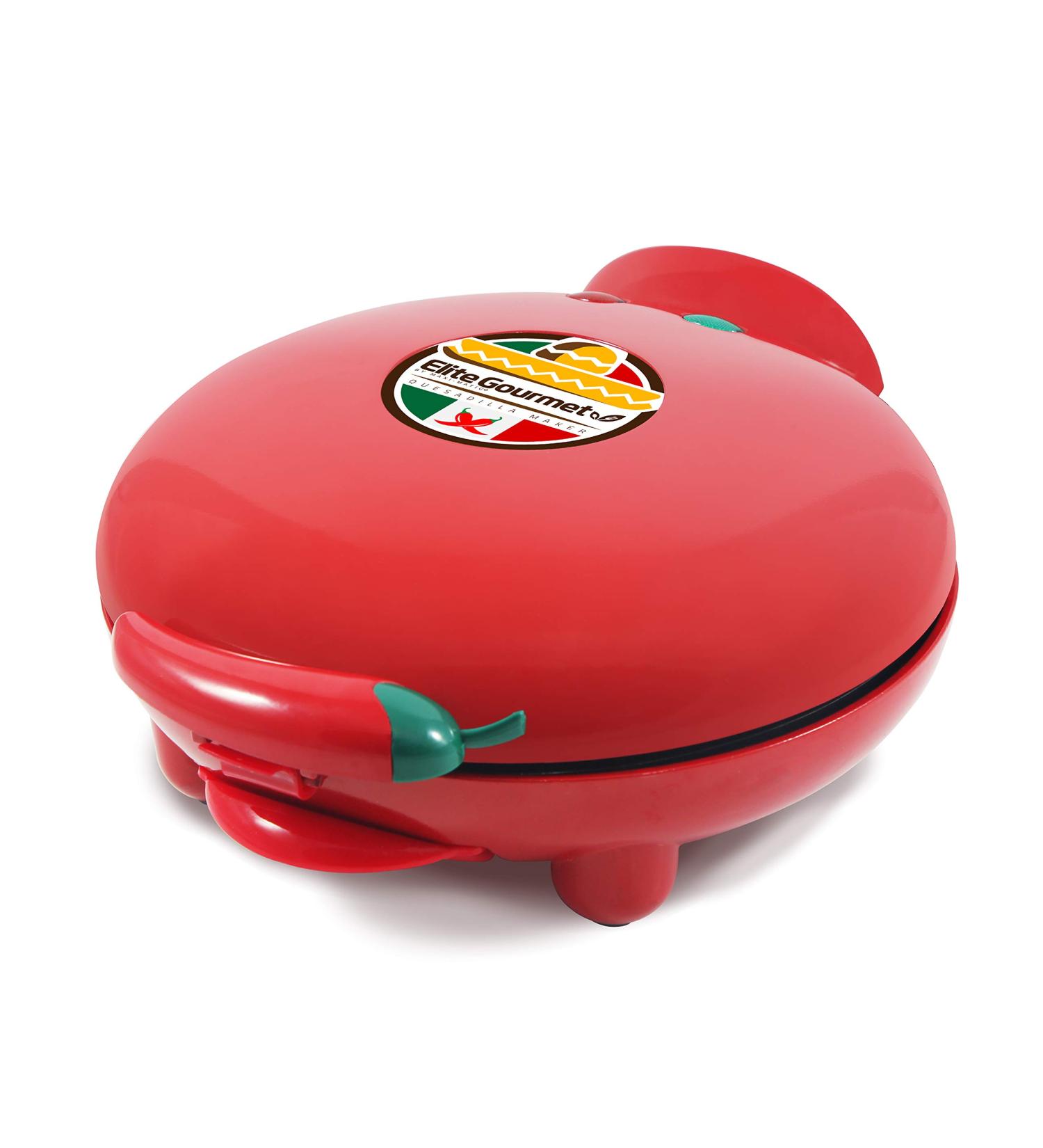 Elite Gourmet EQD413 Non-Stick Electric Quesadilla Maker 6-Wedge Easy-Slice Grilled Cheese 8 Inch Red - Buy Online on GoSupps.com