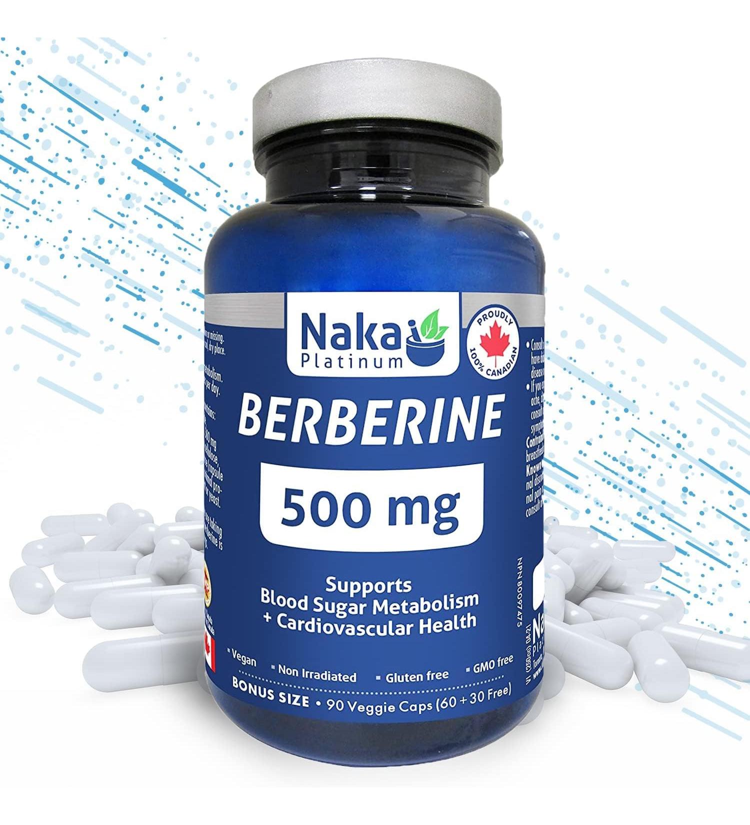 Naka Platinum Berberine 500mg Supports Blood Sugar Metabolism - Cardiovascular Health Made in Canada (90 Count (Pack of 1)) - Buy Online on GoSupps.com