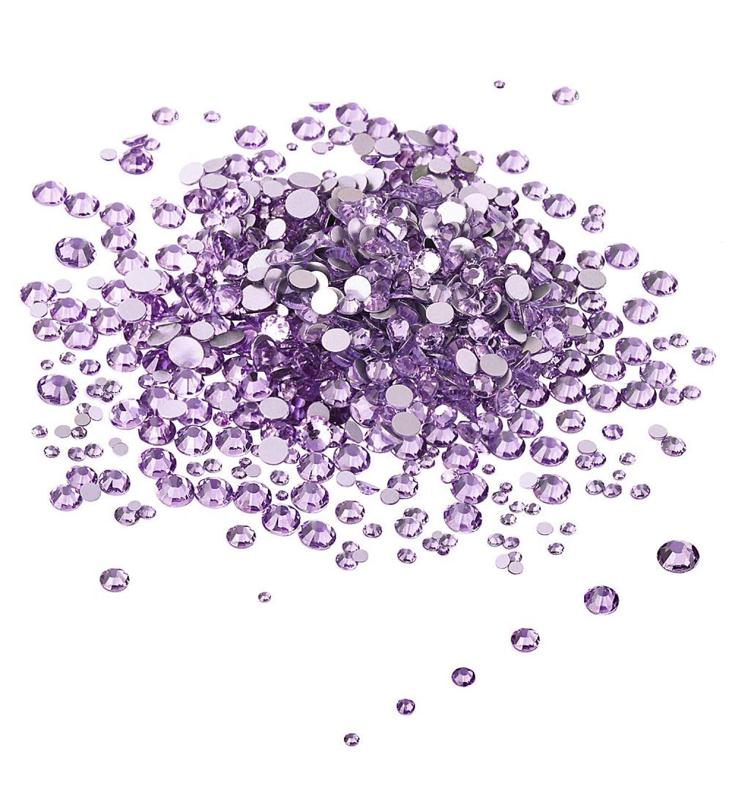 LolliBeads Lavender Purple Resin Crystal Mixed Flat Backs Nail Art Rhinestones - 1200Pcs - Buy Online on GoSupps.com
