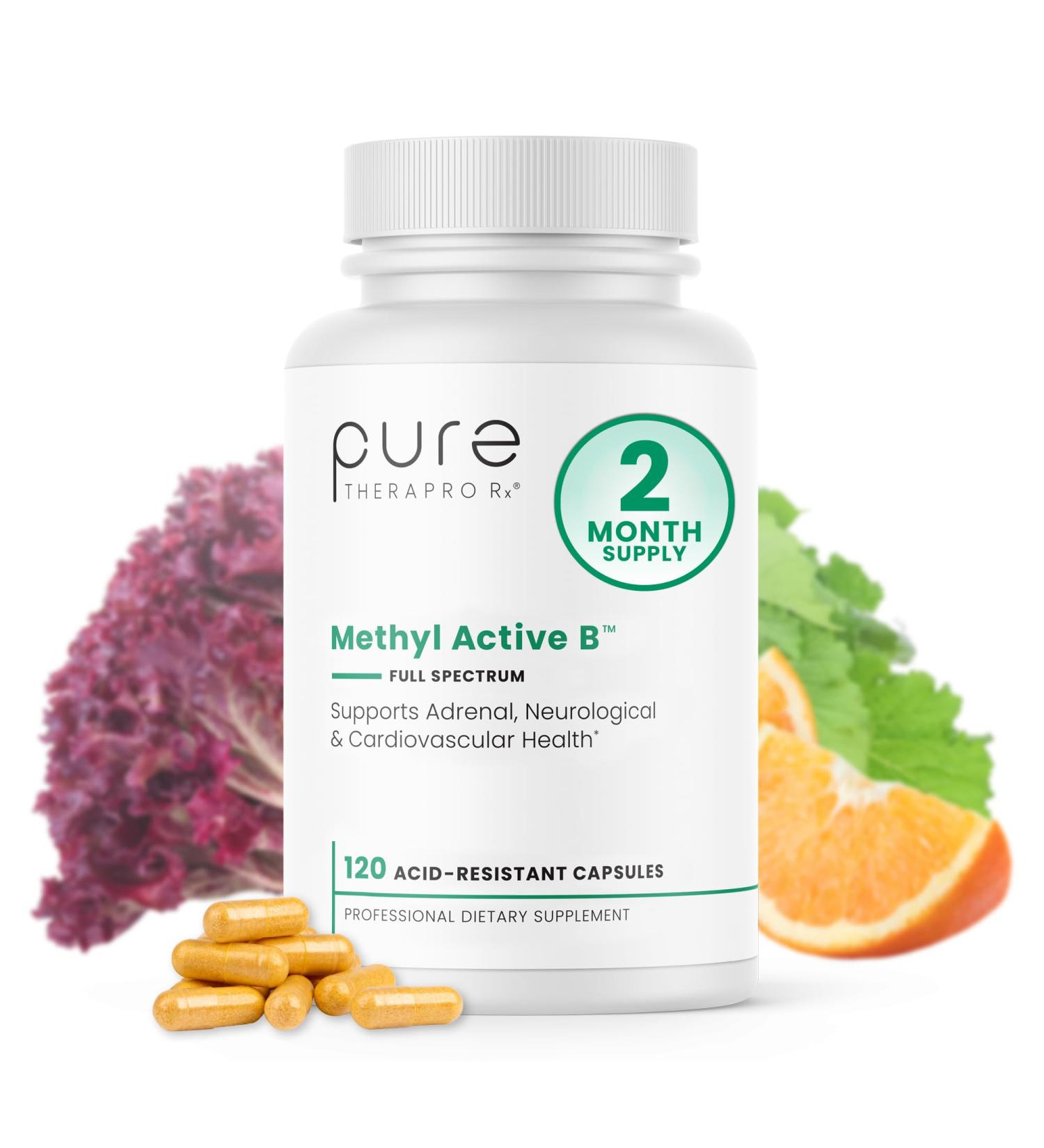 Pure Therapro Rx Methylated B Vitamins for Men and Women Made in USA 2 Month Supply | Active Methyl B Complex Vitamins Including Methyl B12 Methylfolate Benfotiamine Choline Niacin TMG & More - Buy Online on GoSupps.com