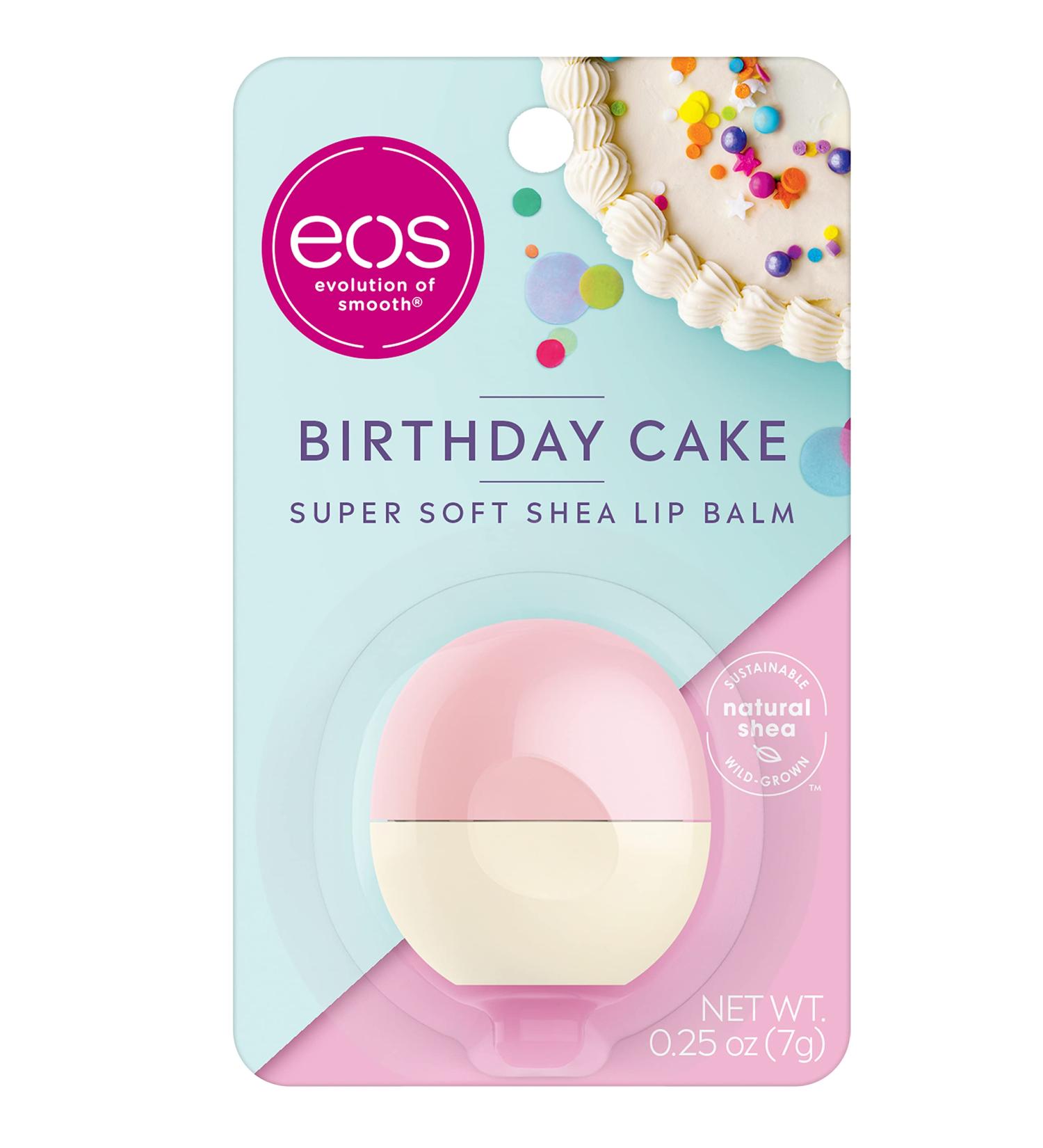 eos Birthday Cake Shea Lip Balm - 24 Hour Hydration | Gluten-Free Lip Care | 0.25 oz - Buy Online on GoSupps.com