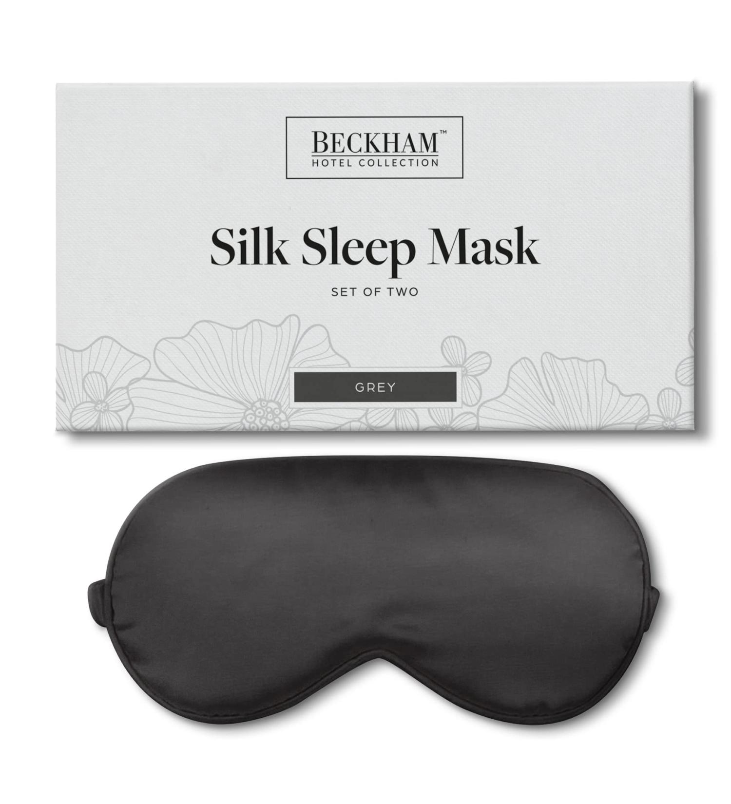 Beckham Hotel Collection Silk Sleep Mask - Pack of 2 Mulberry Silk Sleeping Masks for Men and Women - Adjustable Strap, Blackout Eye Mask for Sleeping & Travel - Grey - Buy Online on GoSupps.com