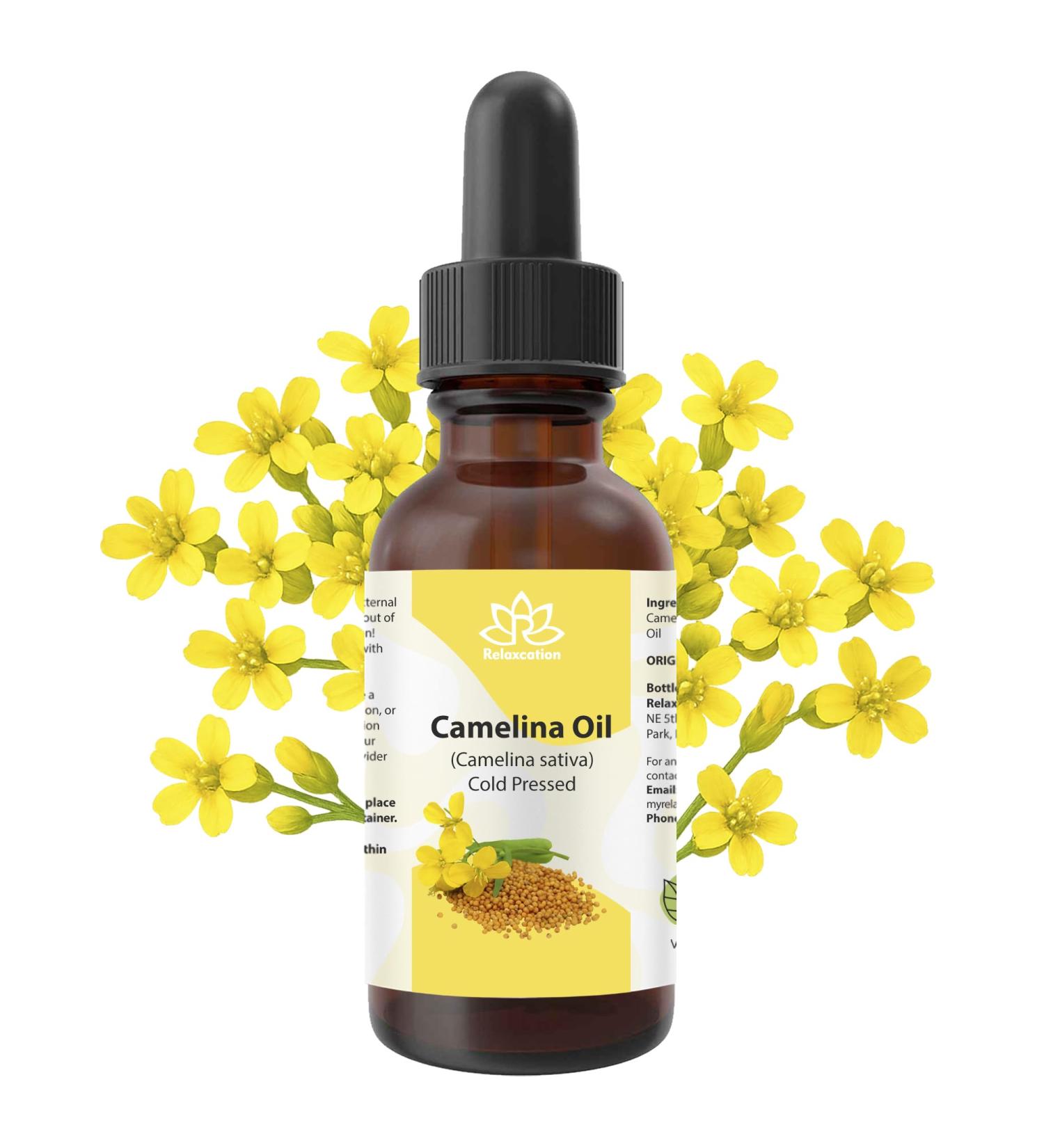 Relaxcation Pure Camelina Oil | Cold Pressed Natural Oil for Face Hair Nails & Body | Lightweight Extract to Promote Elasticity & Softness | Vegan Hexane-Free Unrefined (2 oz) 2 Fl Oz (Pack of 1) - Buy Online on GoSupps.com