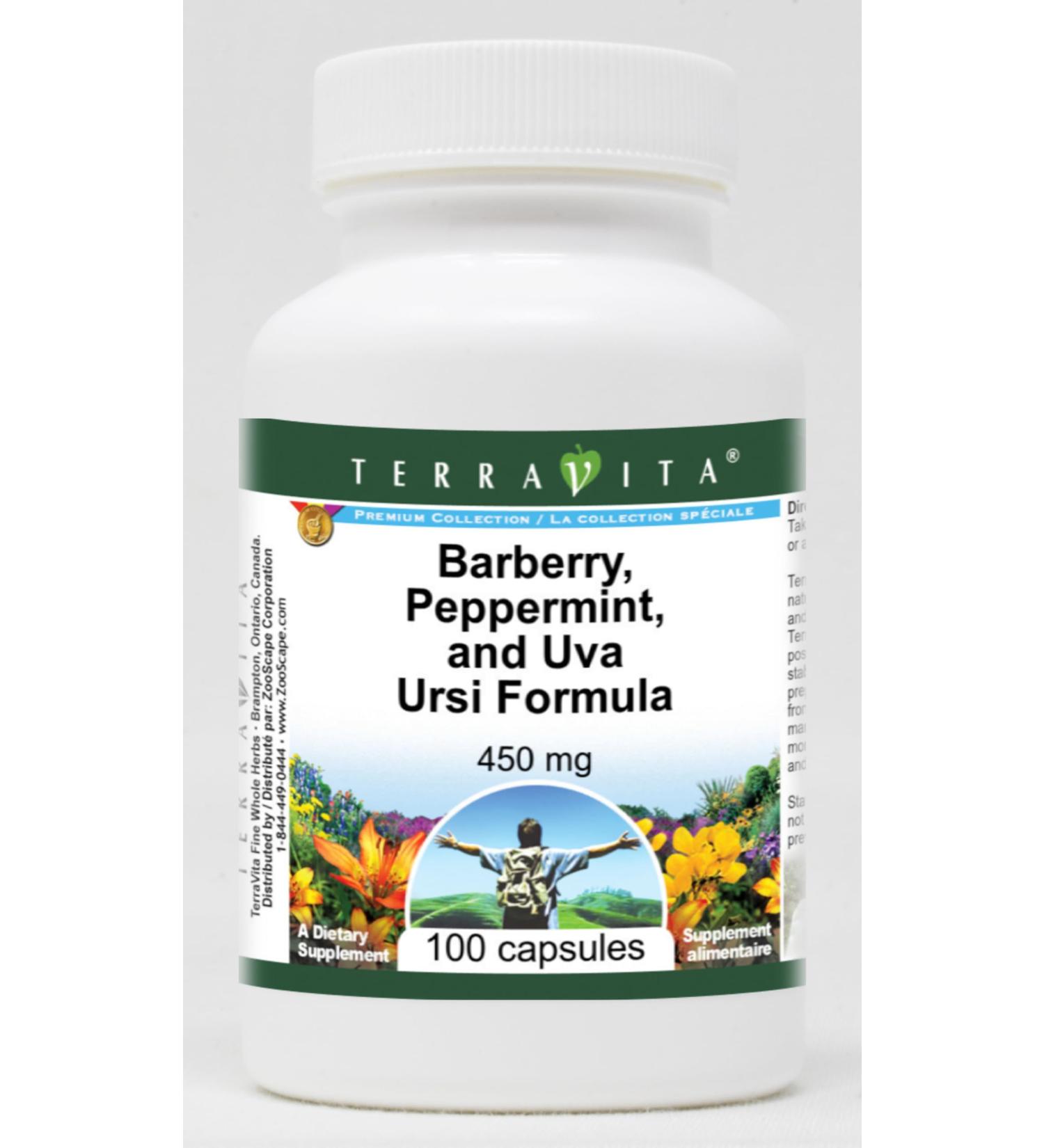 Barberry Peppermint and Uva Ursi Formula - 450 mg (100 Capsules ZIN: 512059) - 3 Pack - Buy Online on GoSupps.com