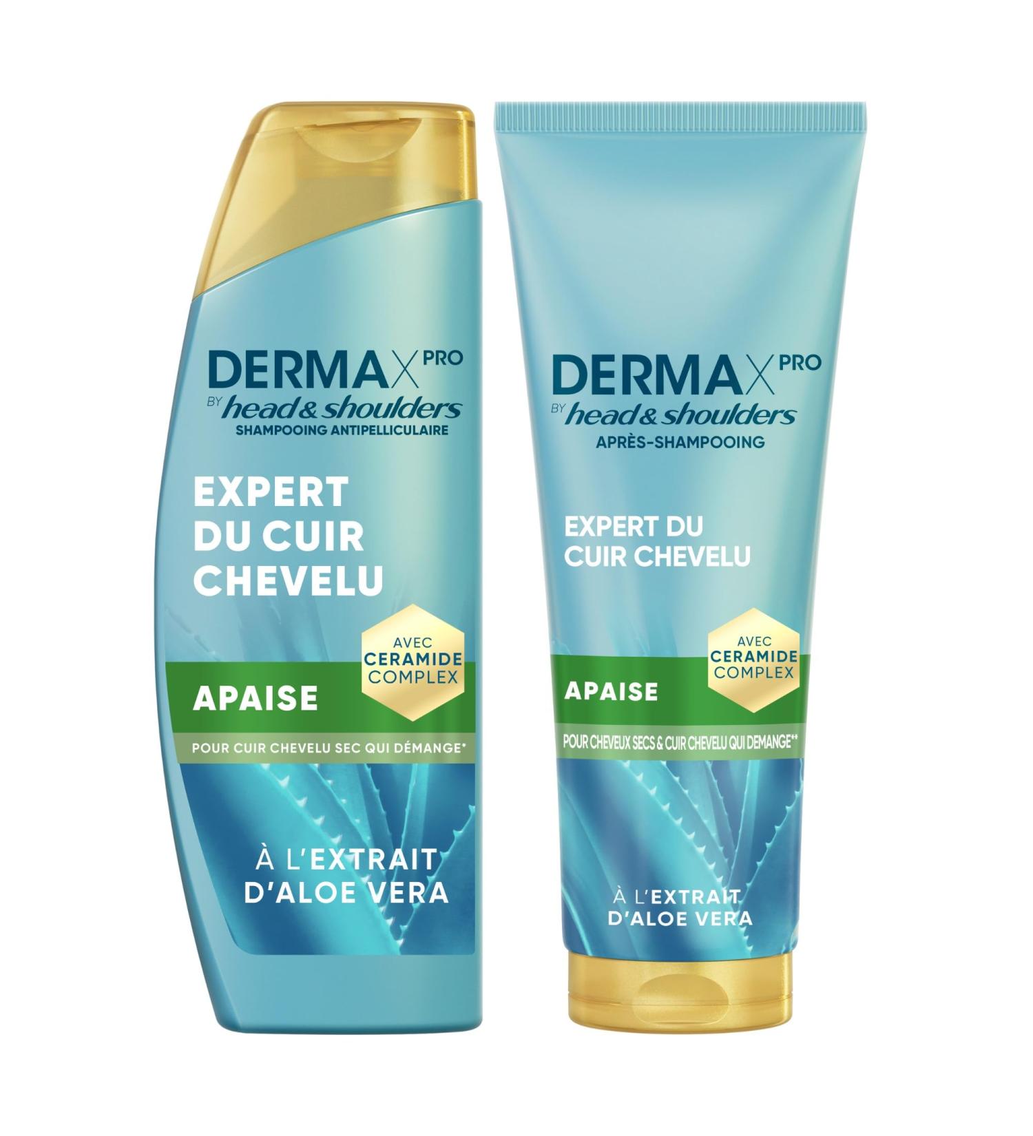 DermaXPro by Head & Shoulders Apaise Shampoing Antipelliculaire 250ml + Apr s-Shampoing 220ml Aloe Vera Hydrate les Cheveux et Apaise le Cuir Chevelu - Buy Online on GoSupps.com