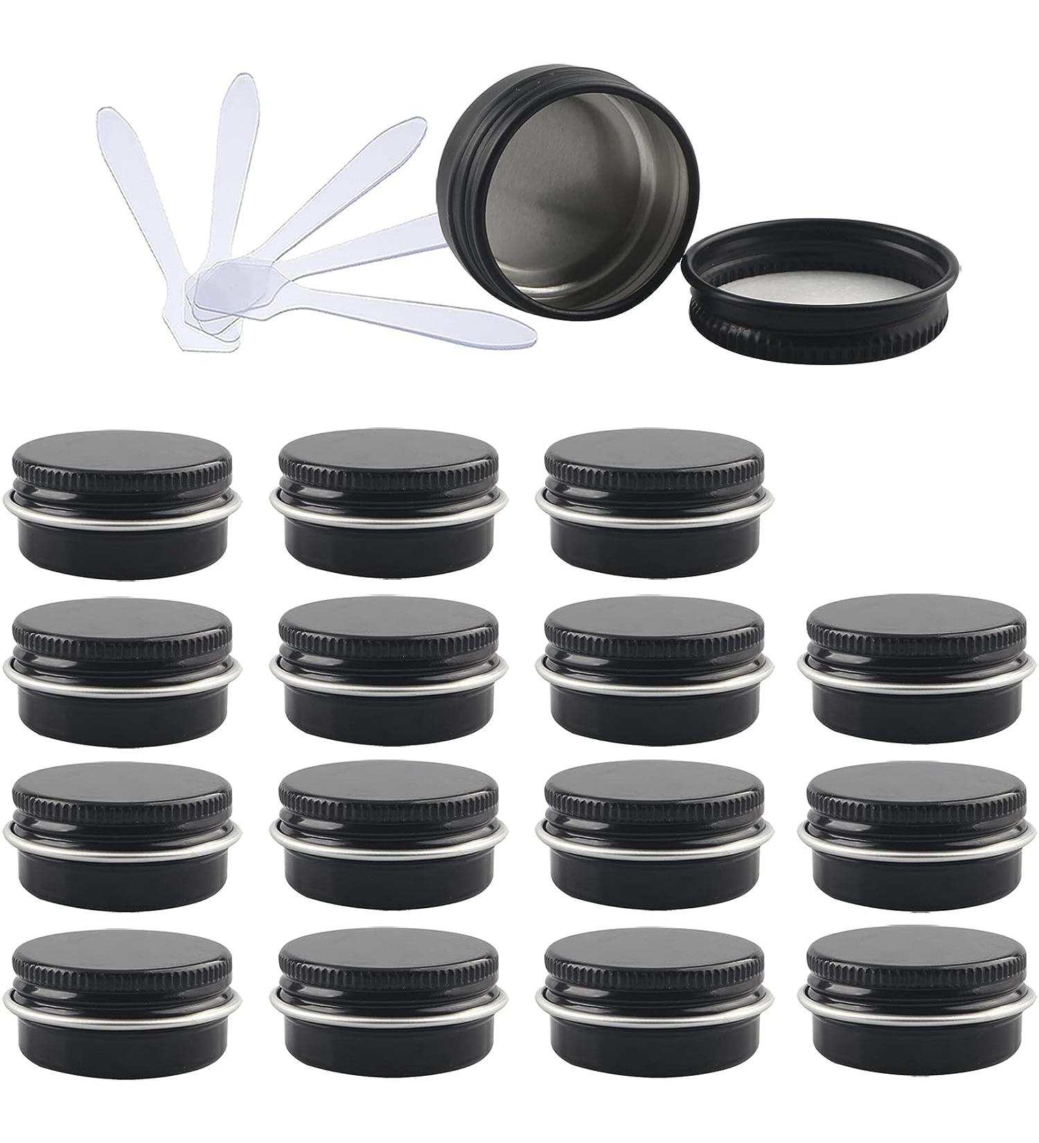 empty jars with lids cosmetic jar B0CL9KV58748 PC 10ml Blue Empty Round Aluminium Tins with Screw Lids Storage Jars Cosmetics Containers Pots with 6 Spatula (Color : Gold Size : 15ml) (Color : Svart - Buy Online on GoSupps.com