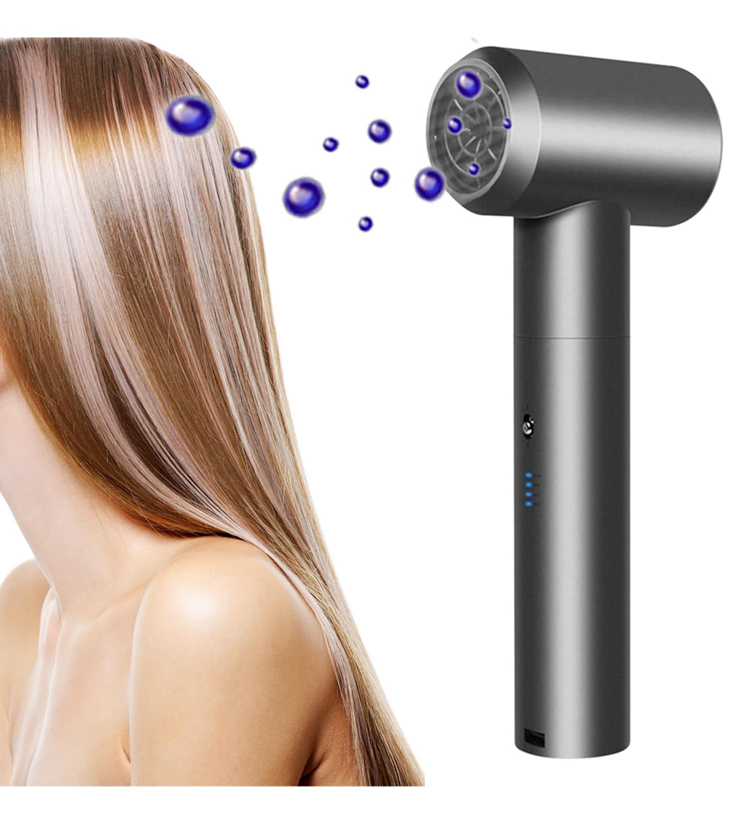 Cordless Hair Dryer USB Rechargeable Blow Dryer w/12 Hot & Cold Wind Mode Low Noise Hair Blow Dryers w/Nozzle & Base for Women Infants Kids - Buy Online on GoSupps.com