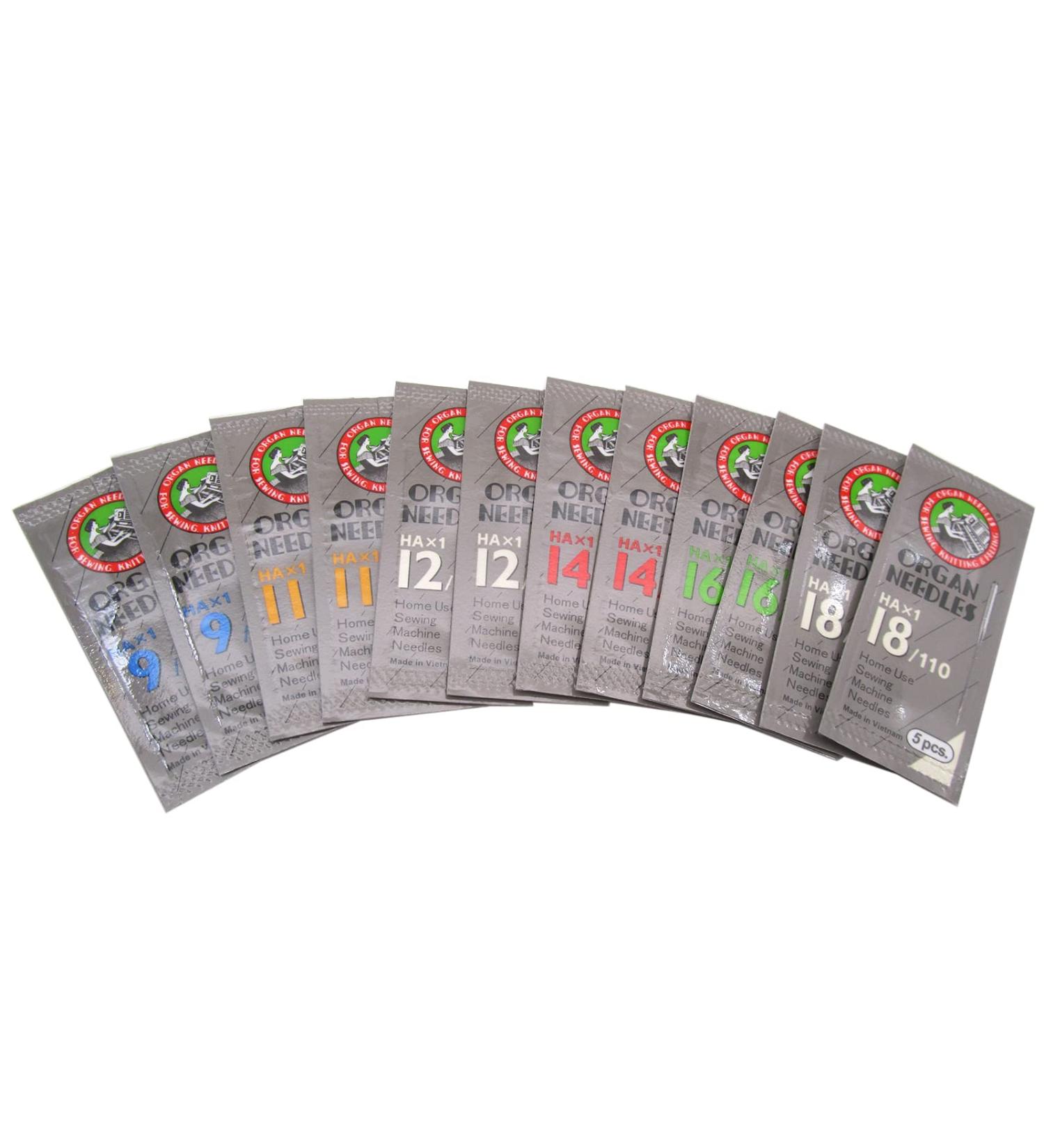 Organ-HAX1 Sewing Needles Set - 60PCS in Clear Plastic Box | Compatible with Singer, Pfaff, JANOME, Brother | Organ-HAX1#9#11#12#14#16#18 | CKPSMS - Buy Online on GoSupps.com