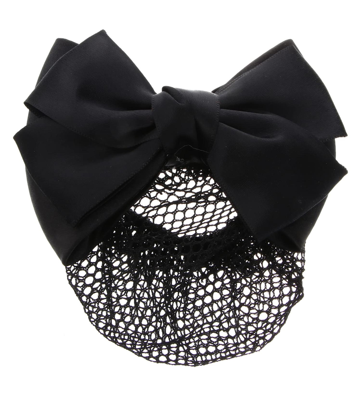 KALLORY French Barrette Hair Bun Net Mesh Cover Bowknot Hair Clip for Women (Black) - 11.5*7cm - Buy Online on GoSupps.com