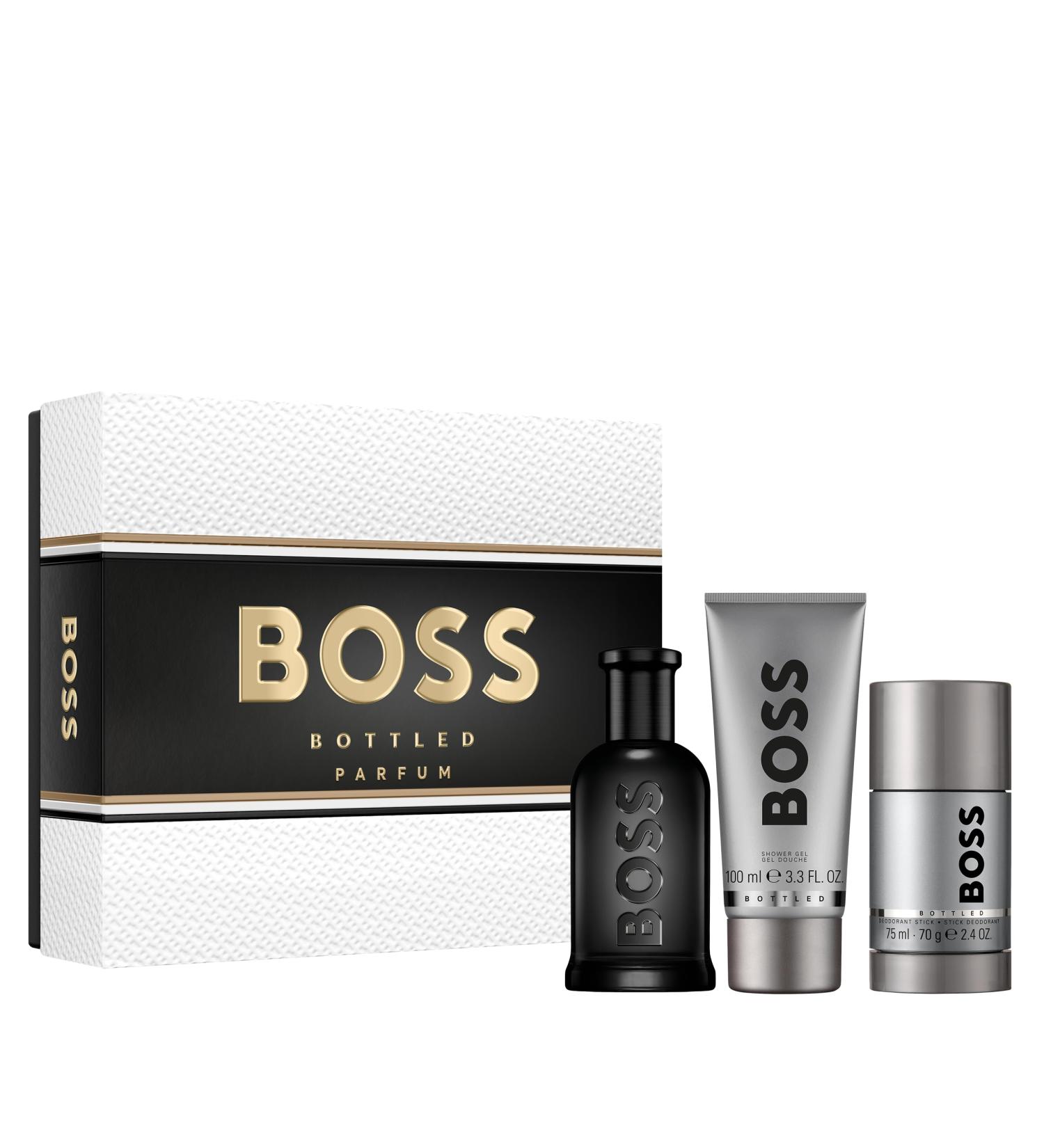 Hugo Boss Bottled Parfum Woody Ambery Men's Cologne With Notes of Leather Orris & Wood Long Lasting Fragrance 3 piece set (3.3 fl oz. + 3.3 fl oz. + 2.4 Ounce) - Buy Online on GoSupps.com