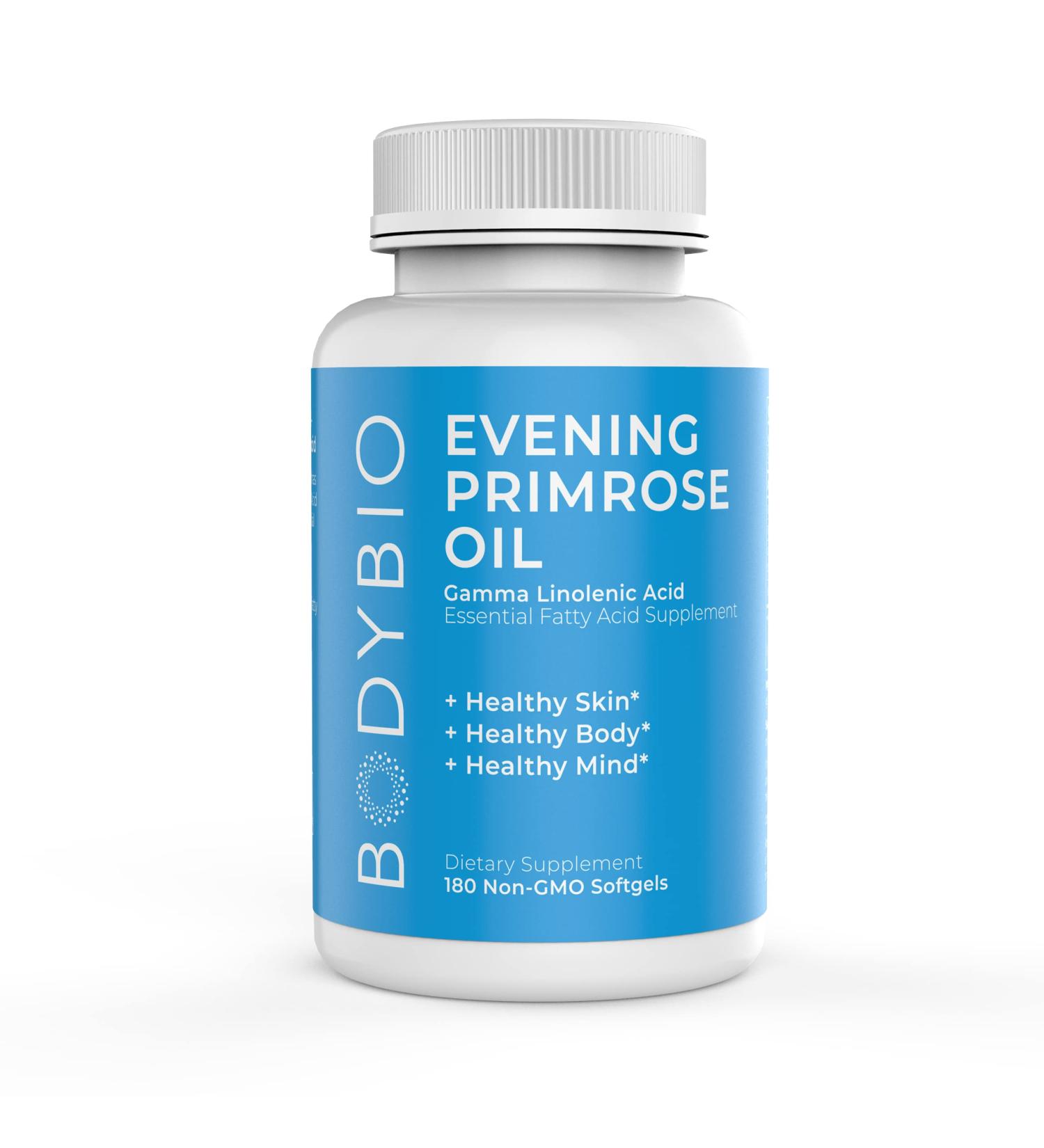 BodyBio Evening Primrose Oil 180 Softgels - Natural Gamma Linolenic Acid for Healthy Skin & Hormone Balance - Non-GMO Cold Pressed - Buy Online on GoSupps.com