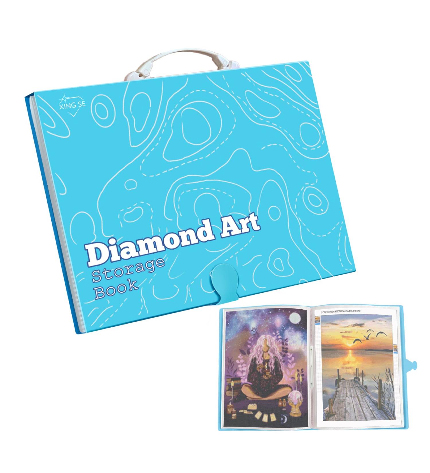 Blue A3 Diamond Painting Storage Book with 30-Page Clear Sleeves - Large Capacity Portfolio Folder for Kits and Accessories - Buy Online on GoSupps.com