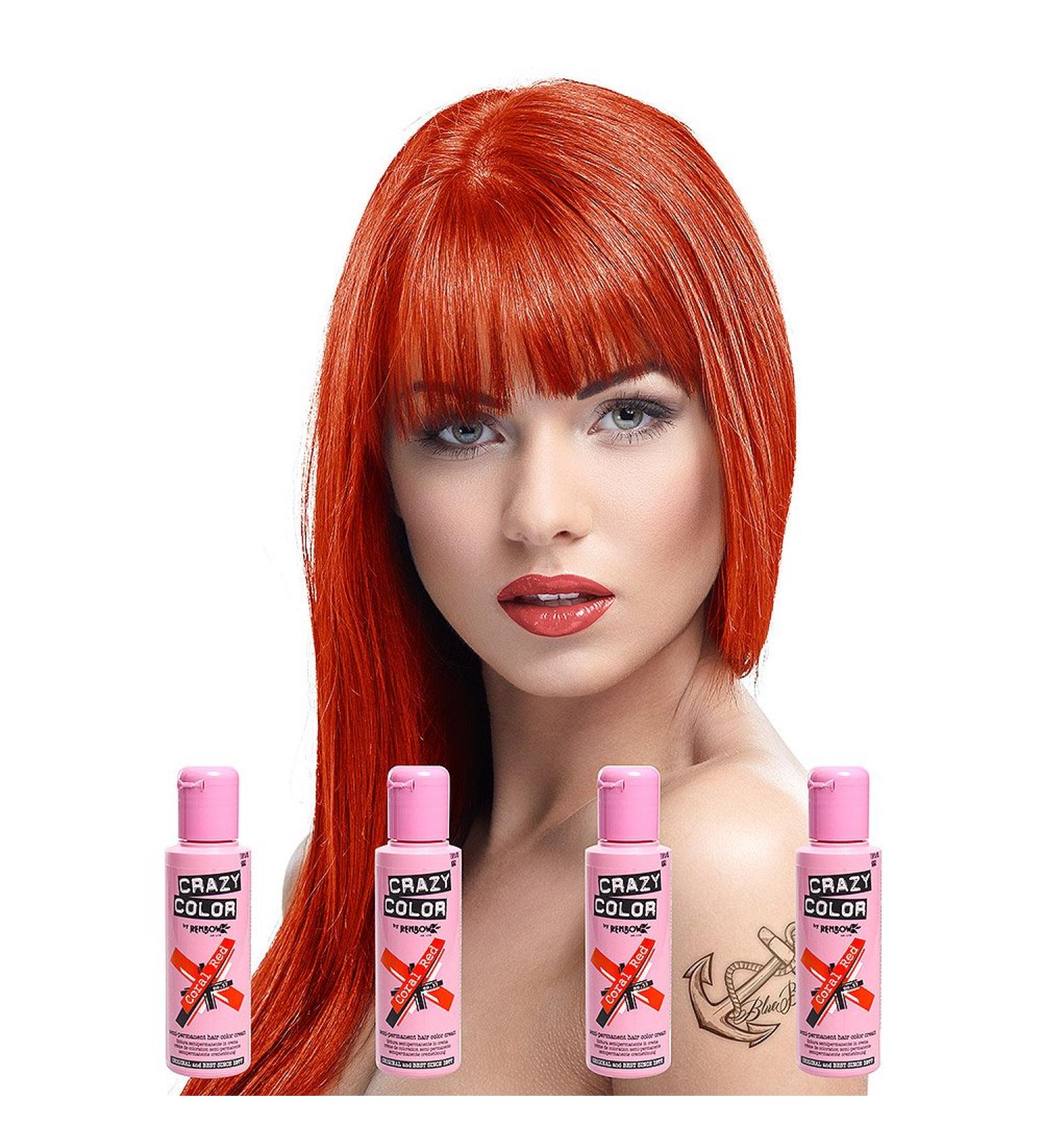 Crazy Color hair color semi-permanent 100 ml 4 pieces red pink 400 ml (1 pack)