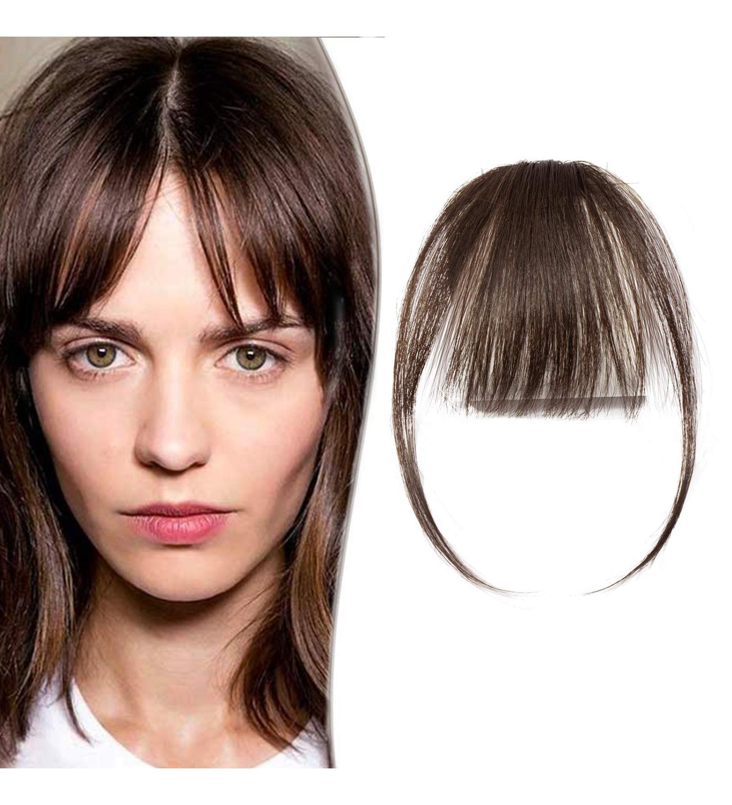 Clip in Fringe Bangs Human Hair Extensions #2 Dark Brown (3g) - Buy Online on GoSupps.com