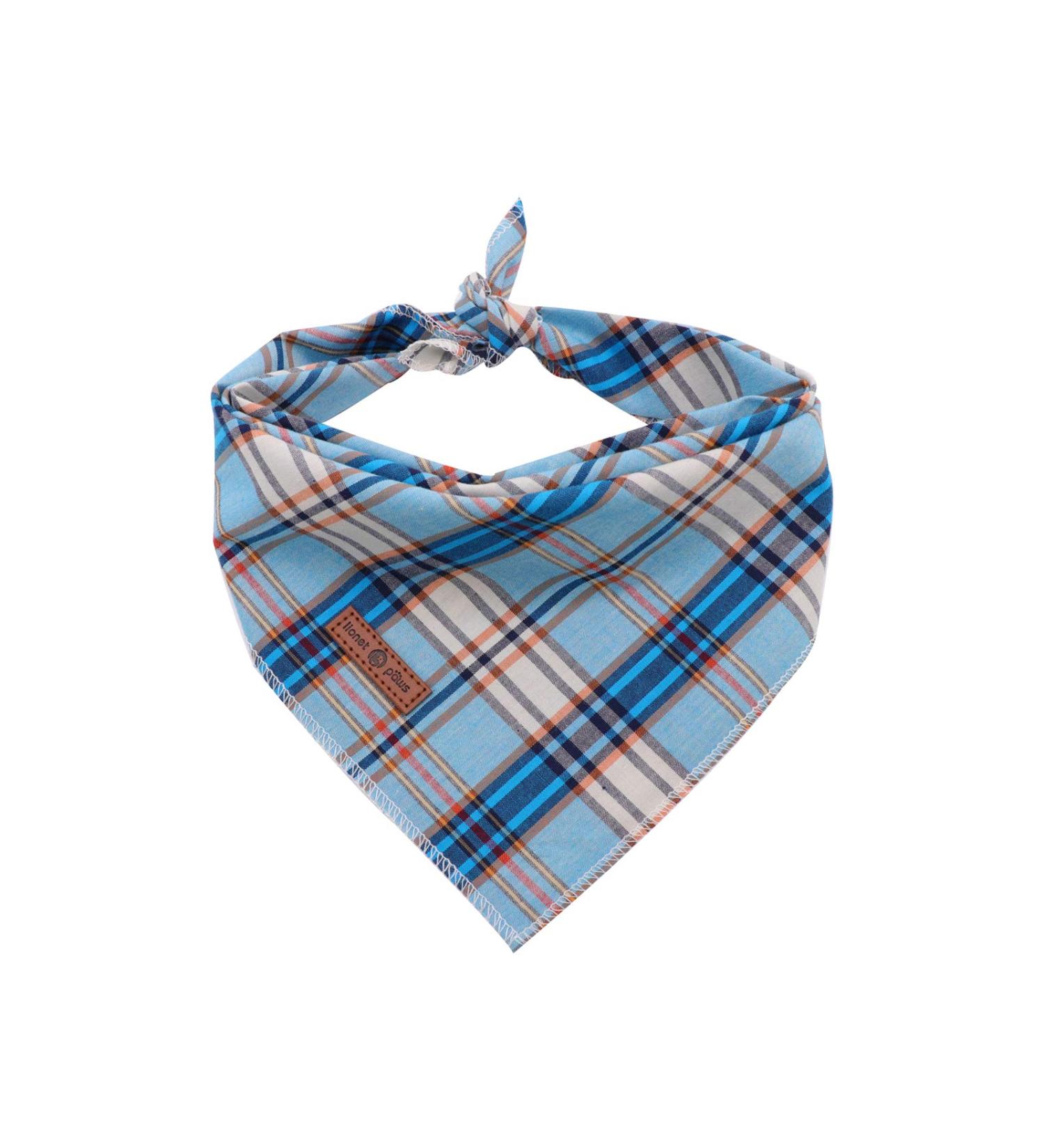 Lionet Paws Blue Grid Dog Bandana for Small Medium Large Dogs - Triangle Scarf for Boy or Girl - Pack of 1 - Buy Online on GoSupps.com