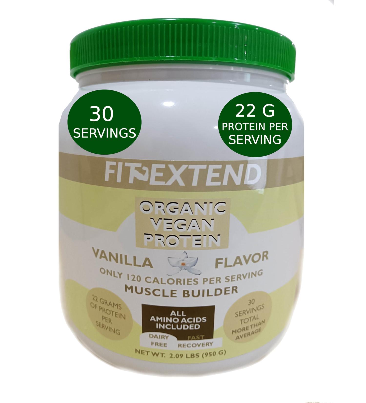 Organic Vegan Protein Powder - 30 Servings 22G Plant Protein 120 Calories Low Carb 0 Sugar Ideal for Weight Loss & Muscle Gain - Vanilla Cake Batter Flavor - Buy Online on GoSupps.com