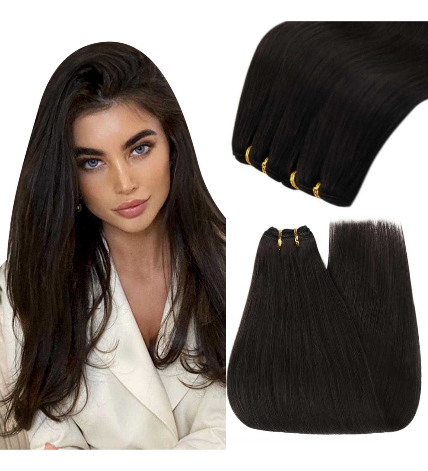 Youngsee 55cm Brown Real Hair Extensions - Remy Weft Hair - Double 100g #2 for Easy Insertion - Buy Online on GoSupps.com