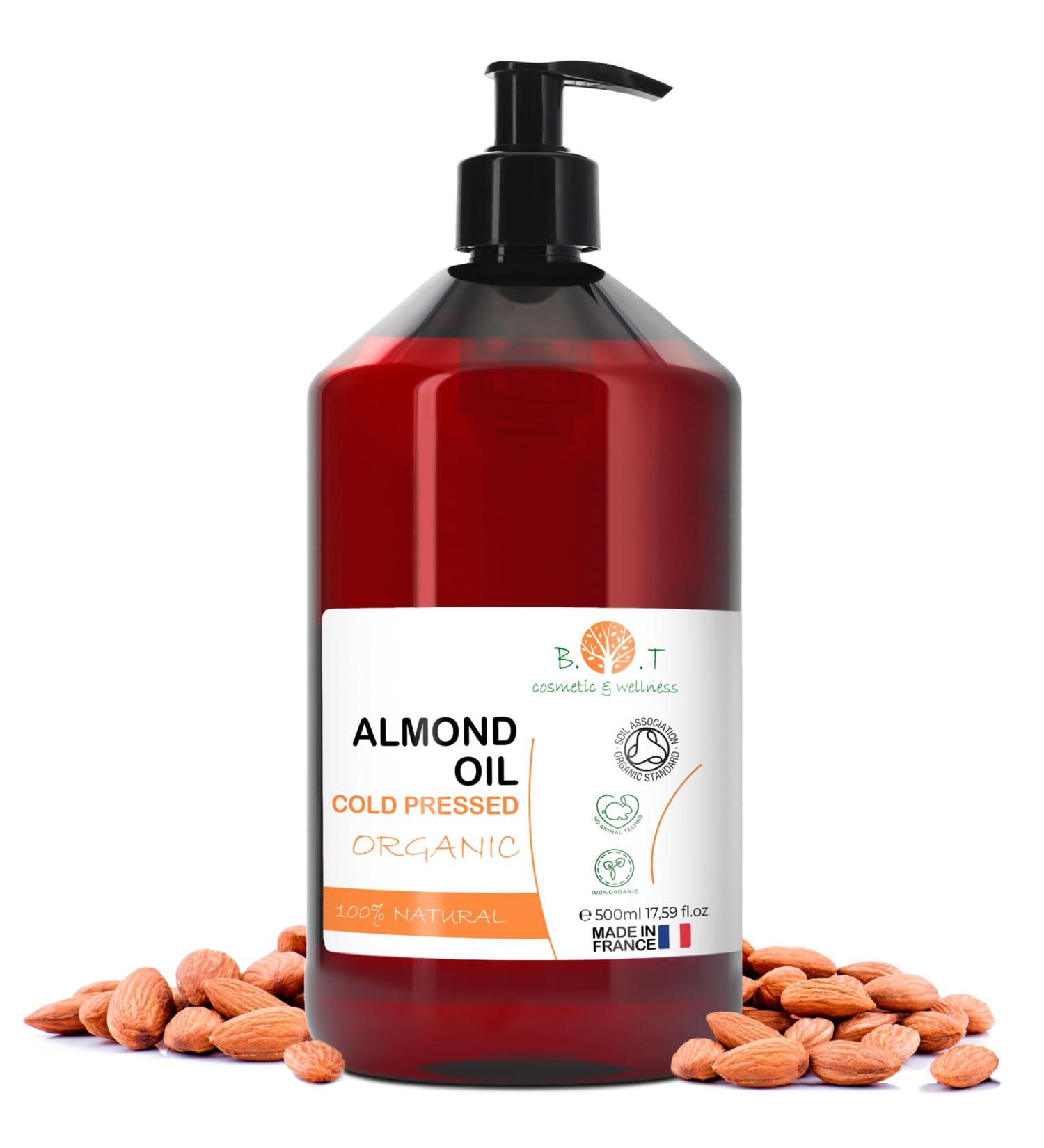 Organic Pure Almond Oil 500ml - Cold Pressed & Versatile for Skincare Hair Massage & Baby Care | Prunus - Buy Online on GoSupps.com