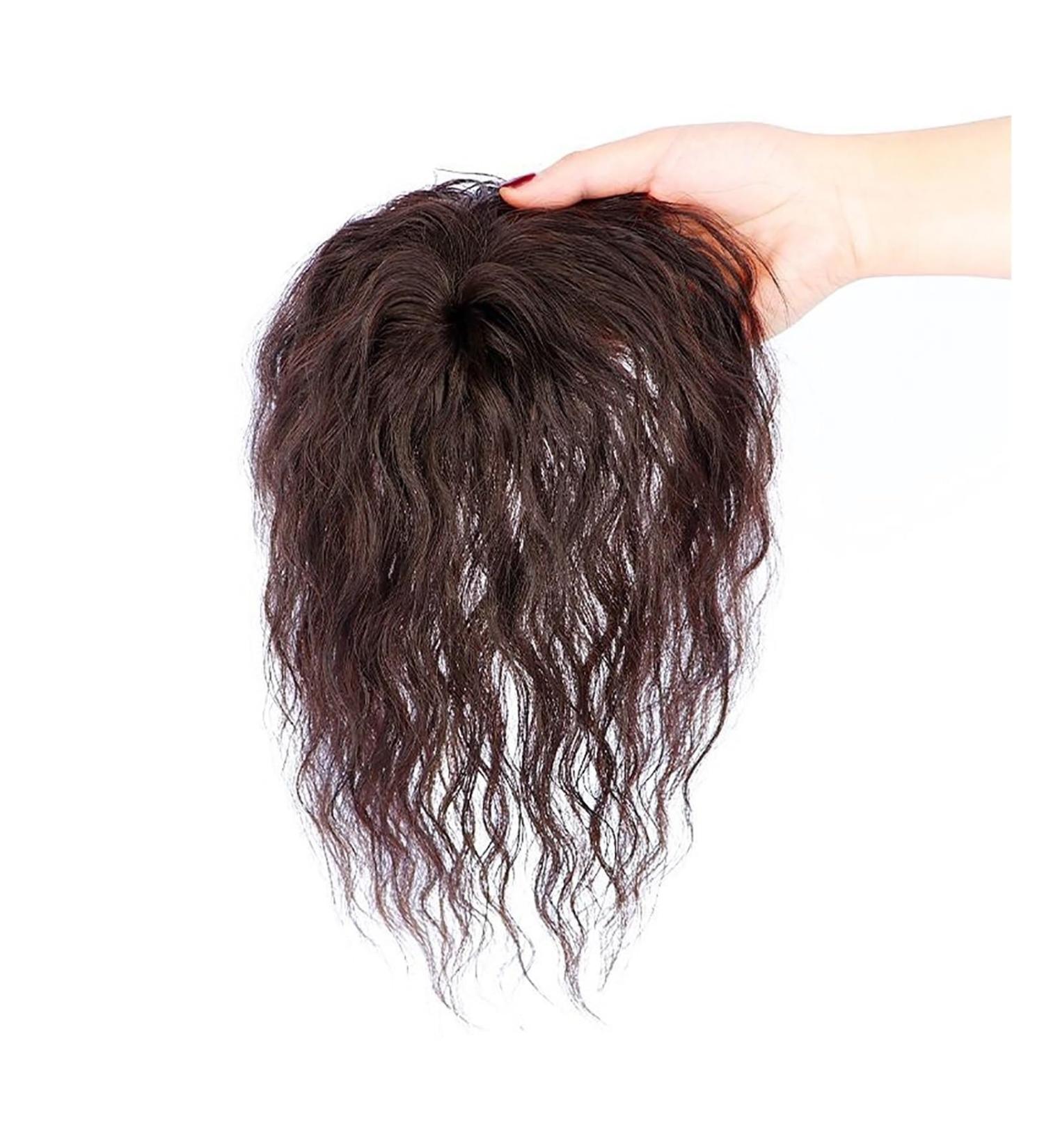 Topper Hairpieces With Front Bangs Curly Human Hair Clip In Extensions Hair Toppers For Thinning Hair Wig Clips For Daily Use (Color : Marrone Size : 7 * 10) 7*10 Marrone - Buy Online on GoSupps.com