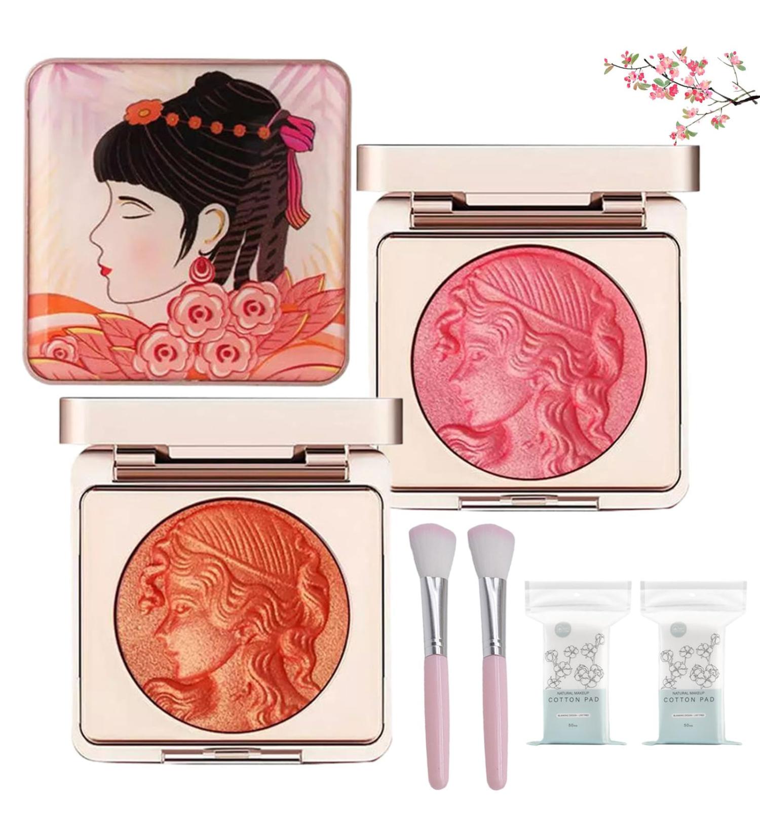 Embossed Smooth Powder Blush Palette For Cheeks Embossed Girl Blush for Cheeks Matte Face Powder Blush Palette Natural Makeup Long Lasting Blush for Cheeks Powder Blush for All Skins (Pink+Orange) - Buy Online on GoSupps.com