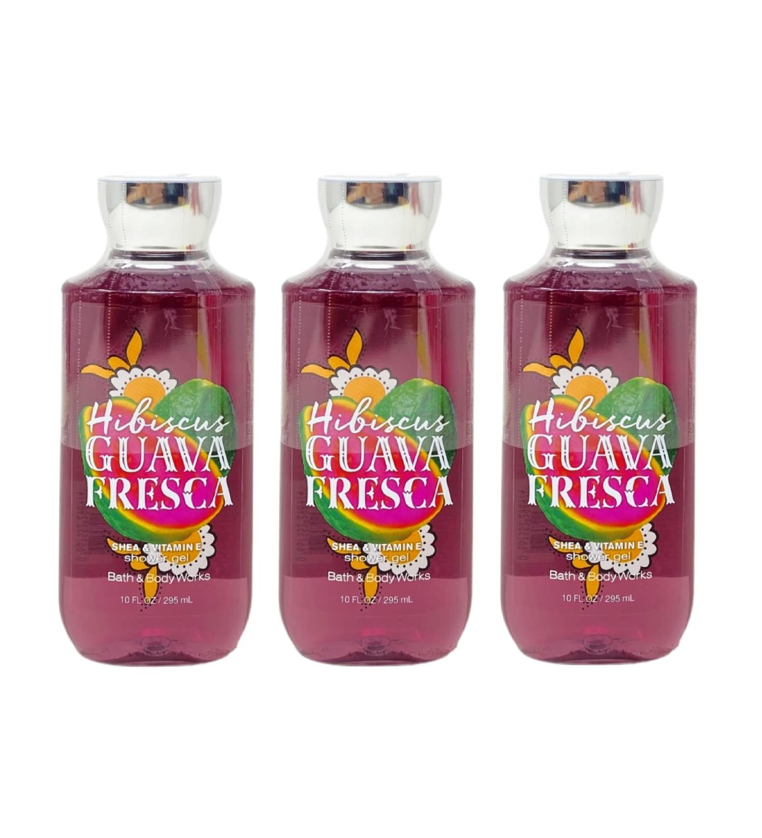 Bath & Body Works Hibiscus Guava Fresca - Pack of 3 - Shea & Vitamin E Shower Gel Bundle - 10 fl oz / 295 mL each