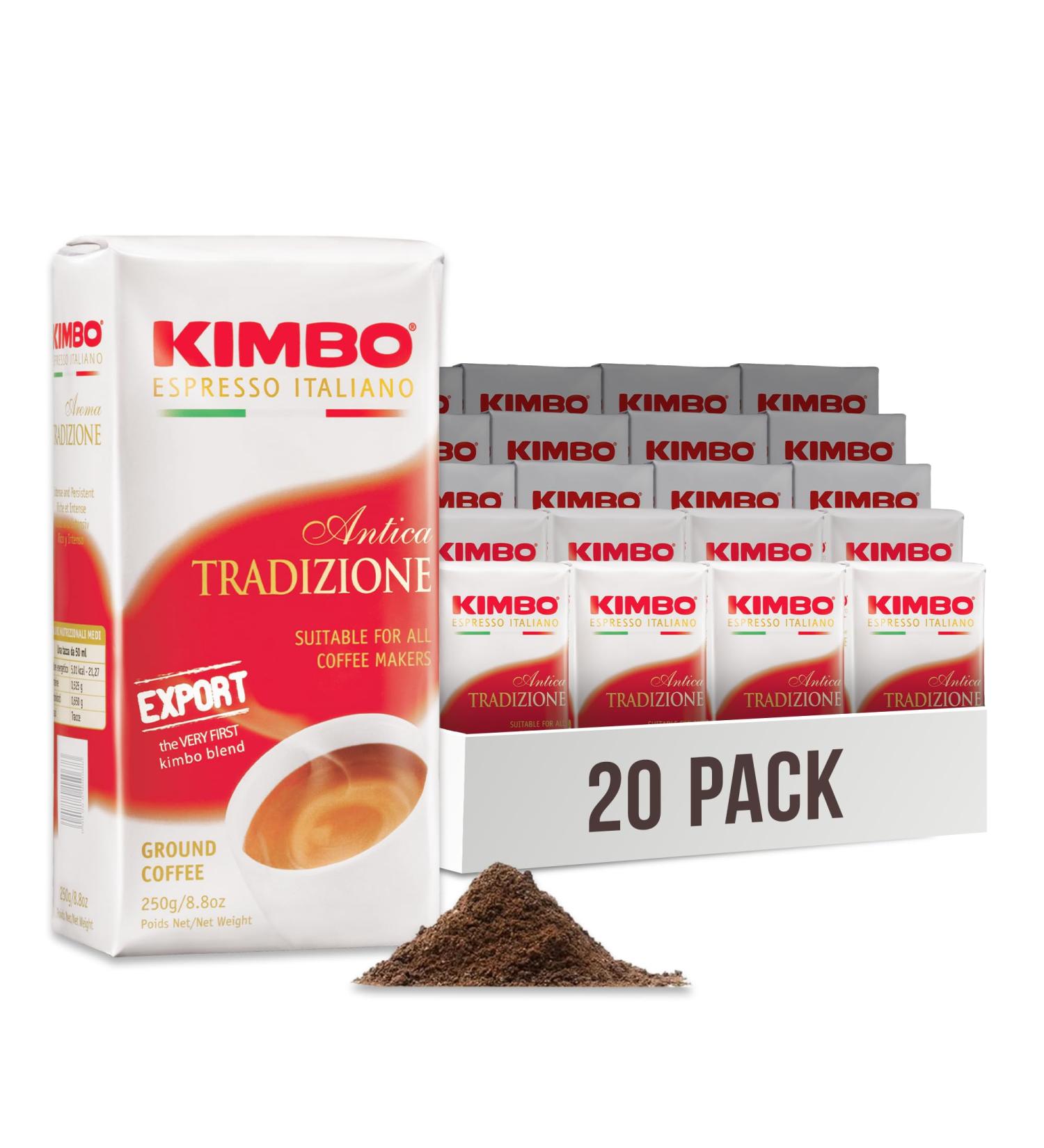Kimbo Antica Tradizione Ground Coffee | Medium Roast Intensity 9/13 | Roasted Blended and Made in Italy | Perfect for Espresso & Moka Pot | 250g / 8.8oz (Pack of 20) - Buy Online on GoSupps.com