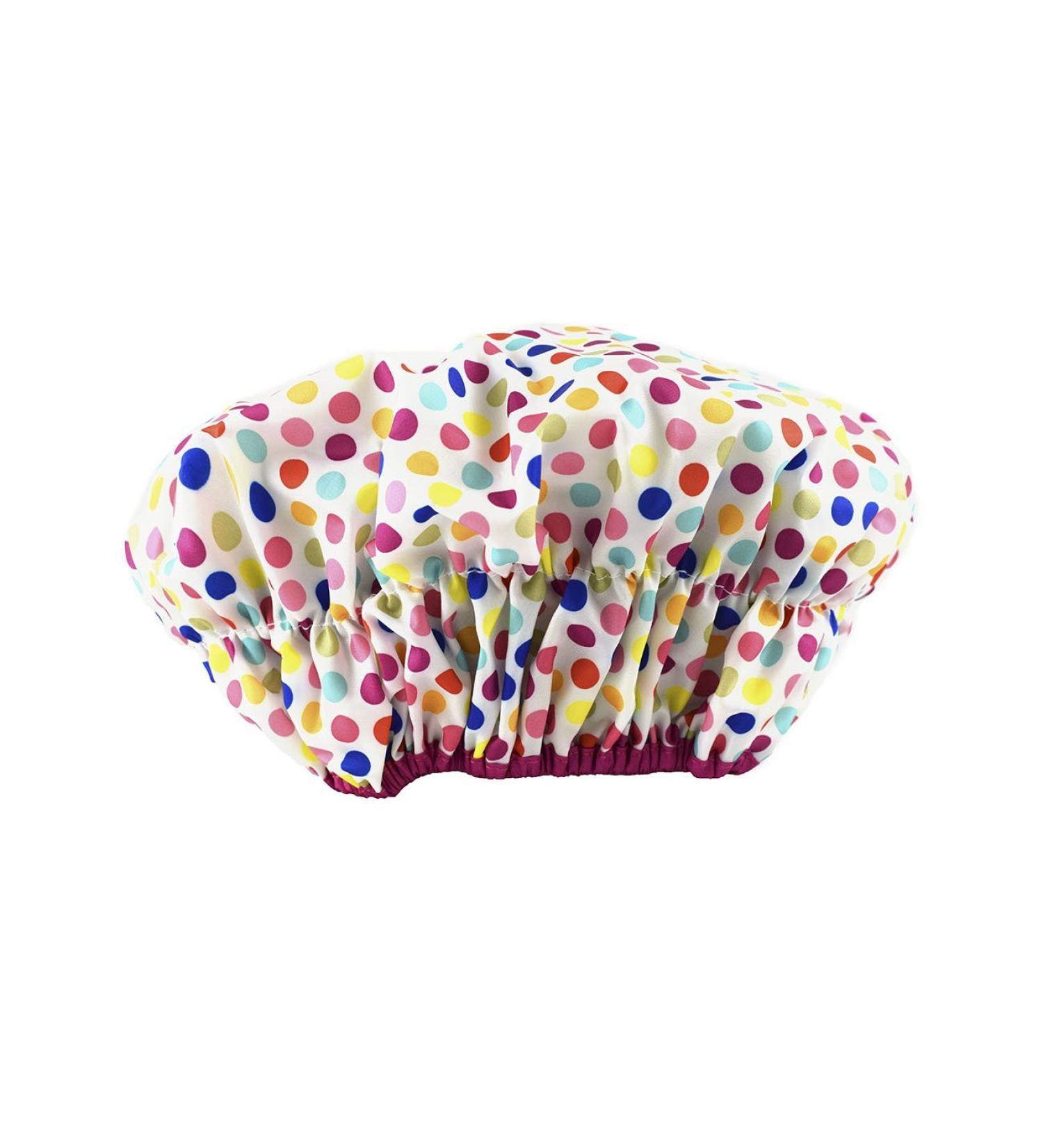 Fashionista Deco Dots Reusable Waterproof Shower Cap - Oversized, PEVA Lined & Stretch Hem for All Hair Lengths - Buy Online on GoSupps.com