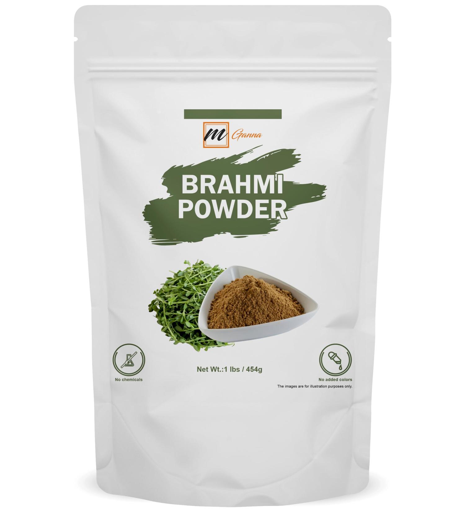 mGanna Natural Brahmi Bacopa Monnieri Powder 1 Pound Herbal Supplement for Hair and Brain Health 454 Grams - Buy Online on GoSupps.com