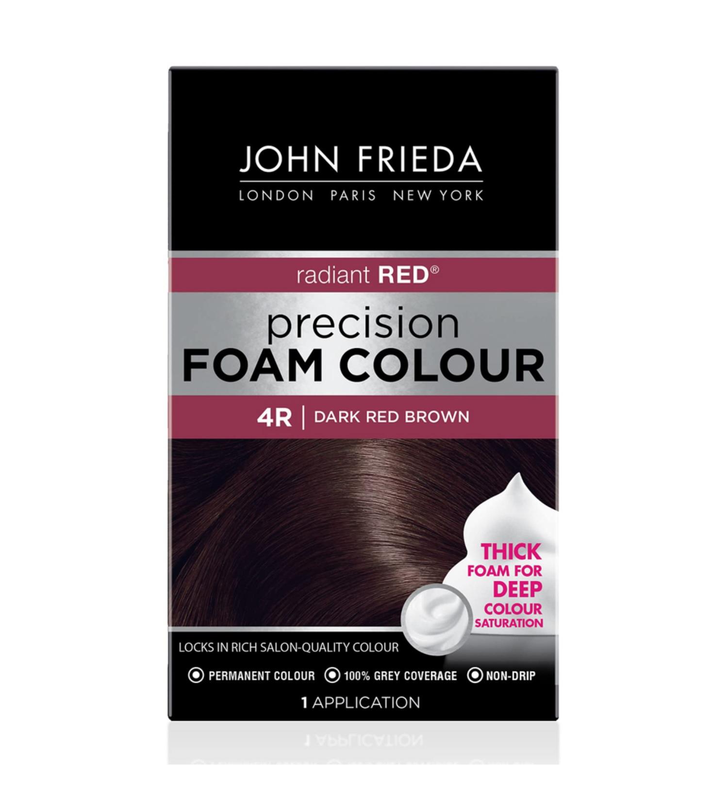 John Frieda Precision Foam Color 4R - Dark Red Brown Hair Color Kit for 100% Grey Coverage & Deep Color Saturation - Buy Online on GoSupps.com
