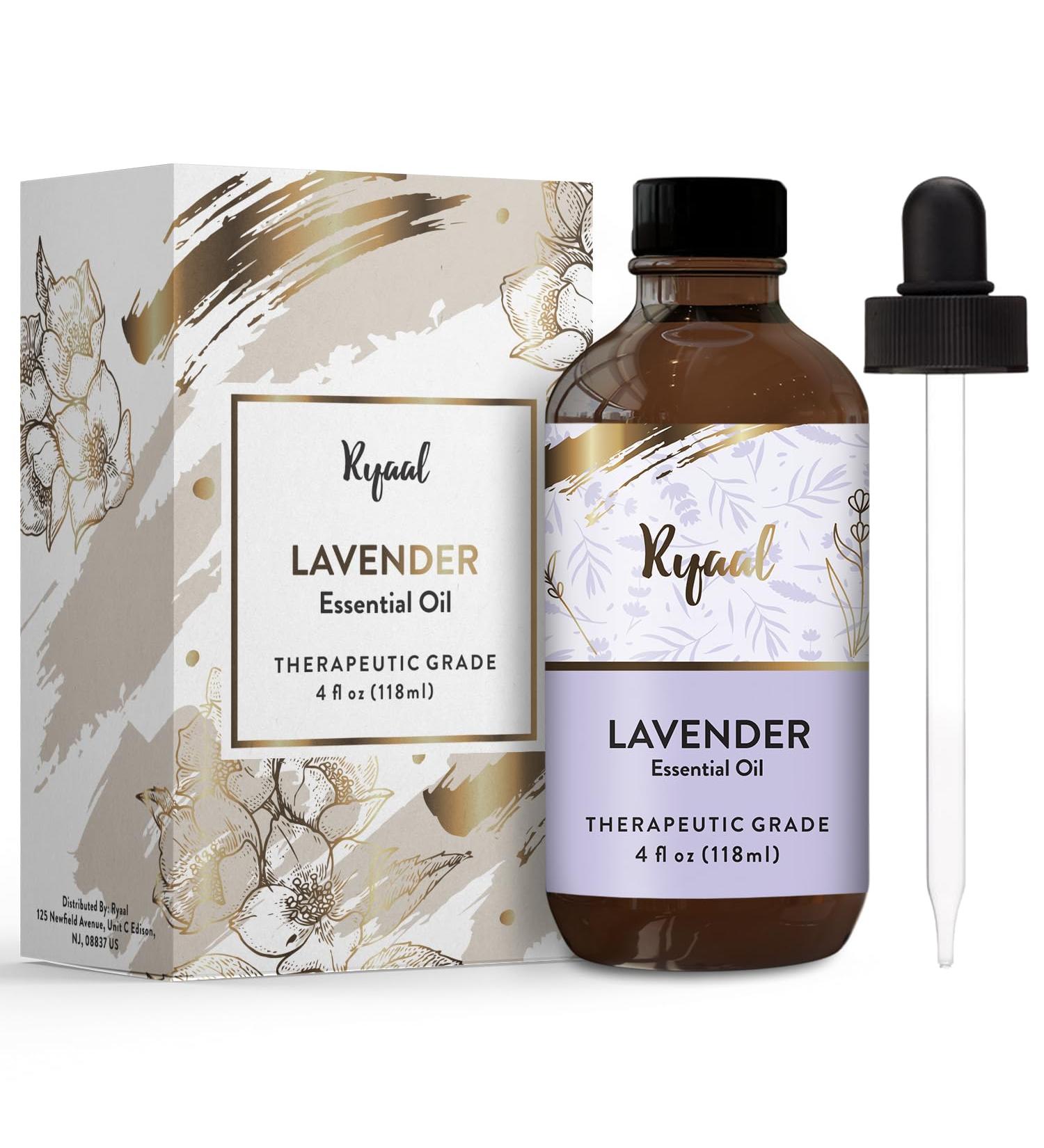 Pure Lavender Essential Oil - Therapeutic Grade for Aromatherapy Relaxation & Sleep | 4 Fl Oz with Glass Dropper - Natural & Undiluted - Buy Online on GoSupps.com