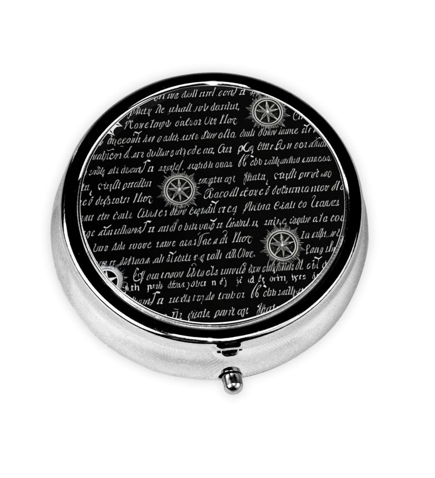 Supernatural Inspiration Portable Metal Pill Box - Round Mini 3-Compartment Design for Small Pills - Travel Essential - Black - Buy Online on GoSupps.com