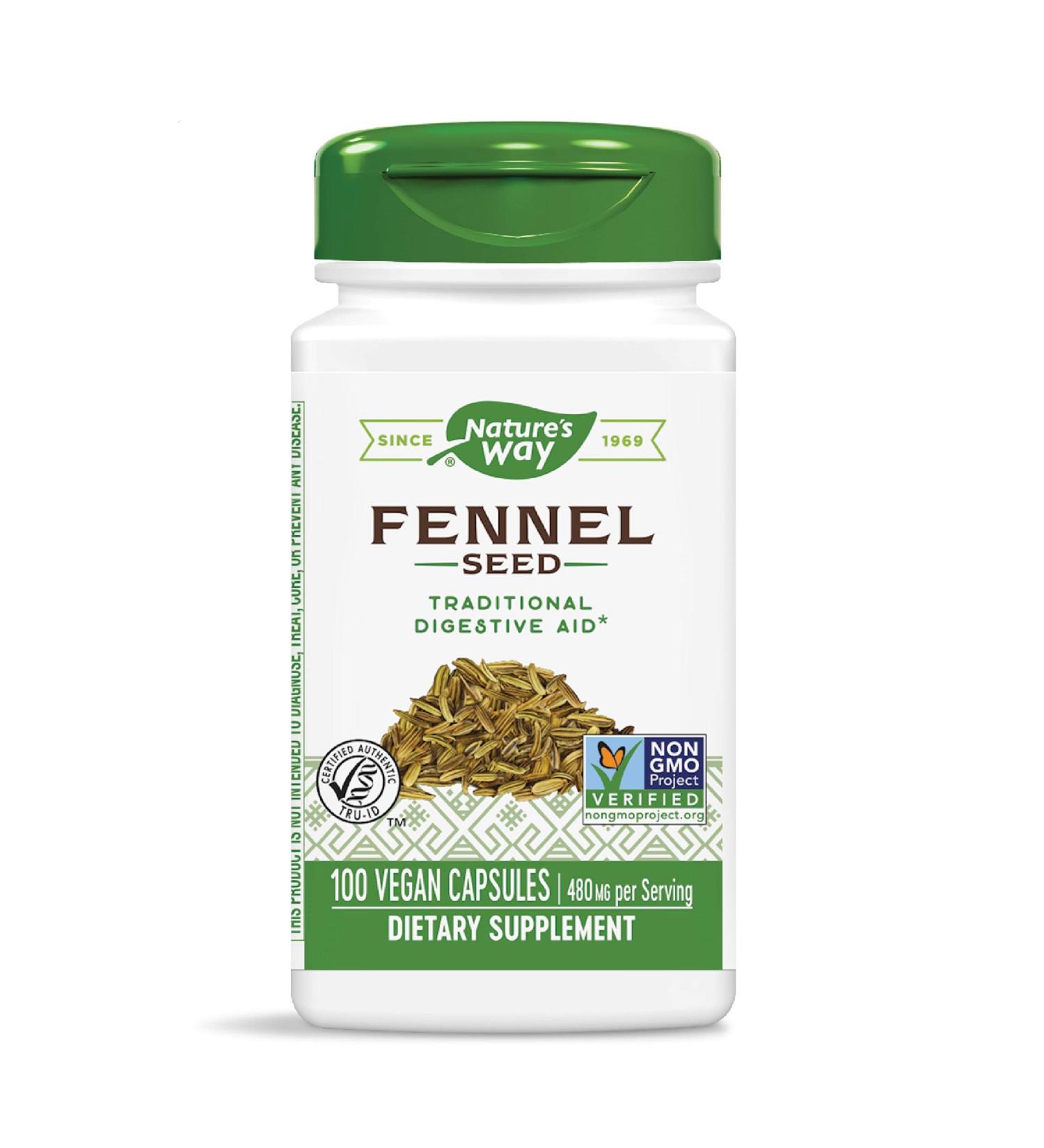 Nature's Way Fennel Seed 480 mg - 100 Vegan Capsules for Digestive Health - Buy Online on GoSupps.com