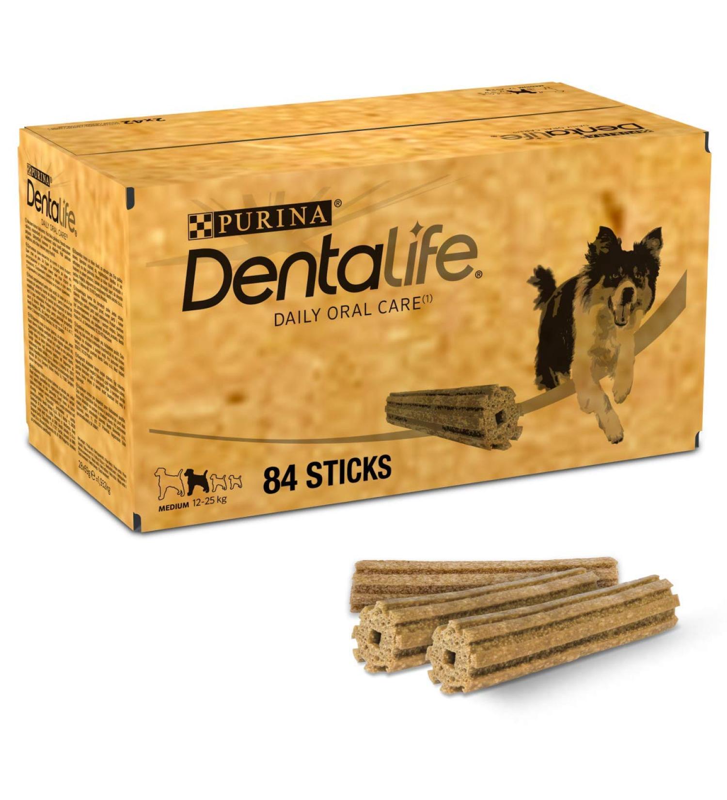 PURINA Dentalife Dog Dental Care Snacks - 84 Sticks for Medium Dogs | Reduces Tartar Formation | International Shipping Available - Buy Online on GoSupps.com