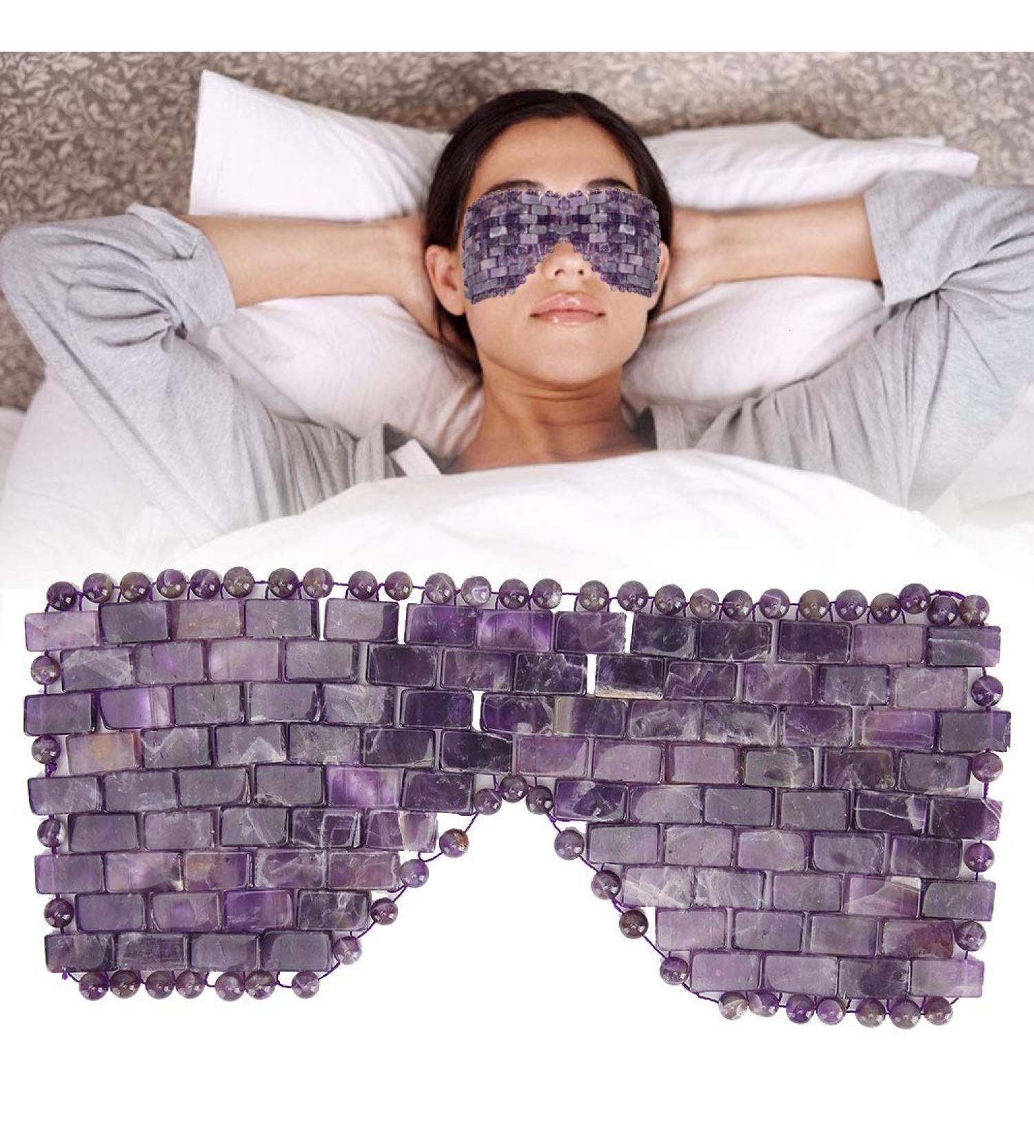 Natural Jade Eye Mask for Anti-Aging Hot & Cold Therapy - Soothing Cooling Blindfold (Purple) - Buy Online on GoSupps.com