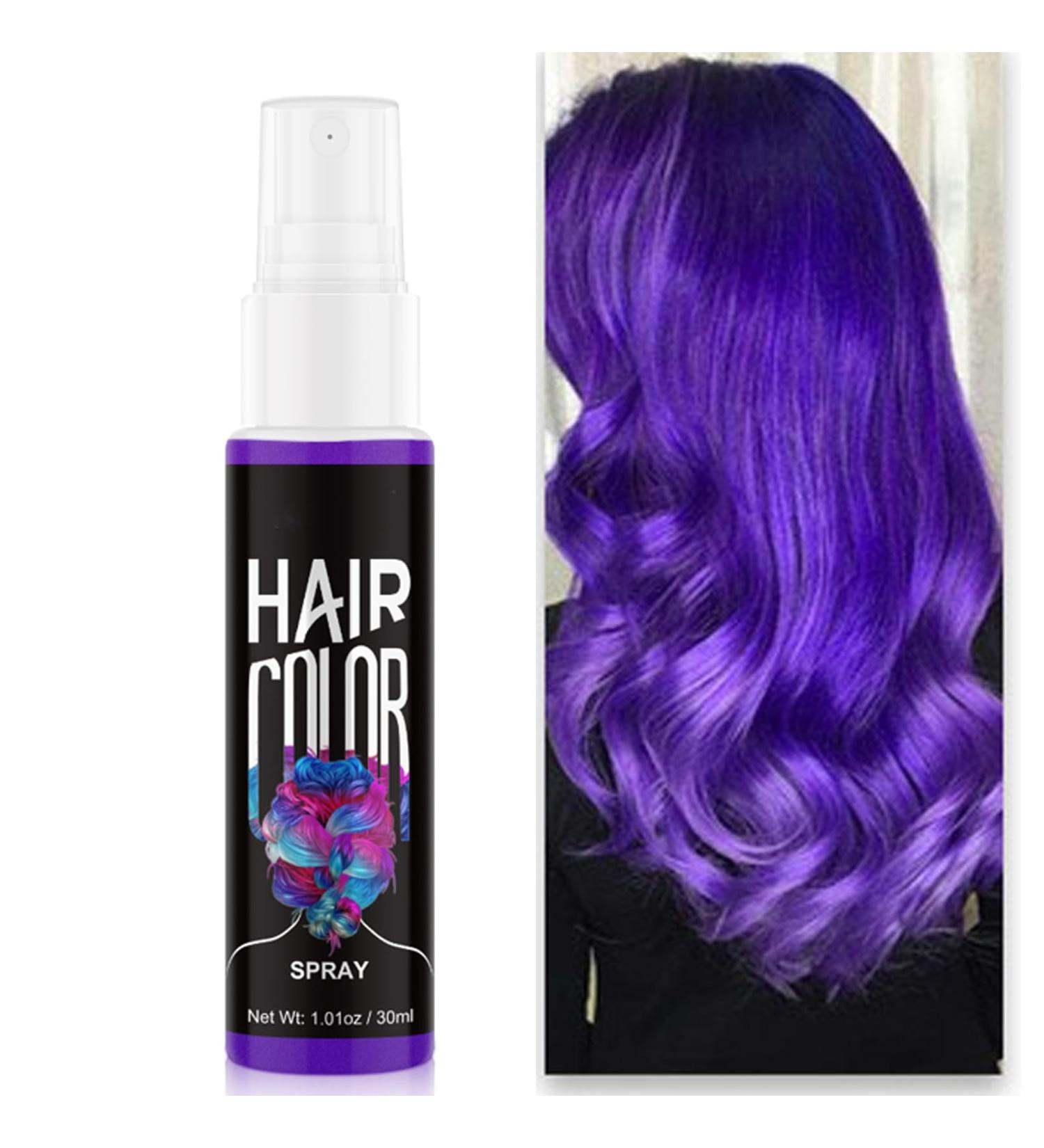 PurpleTemporary Hair Dye Hair Colour Spray Crazy Purple Hair Spray Temporary Washable Temporary Hair Colour Instant Styling Instant Hair Dye for Christmas Halloween Birthdays Party Cosplay - Buy Online on GoSupps.com
