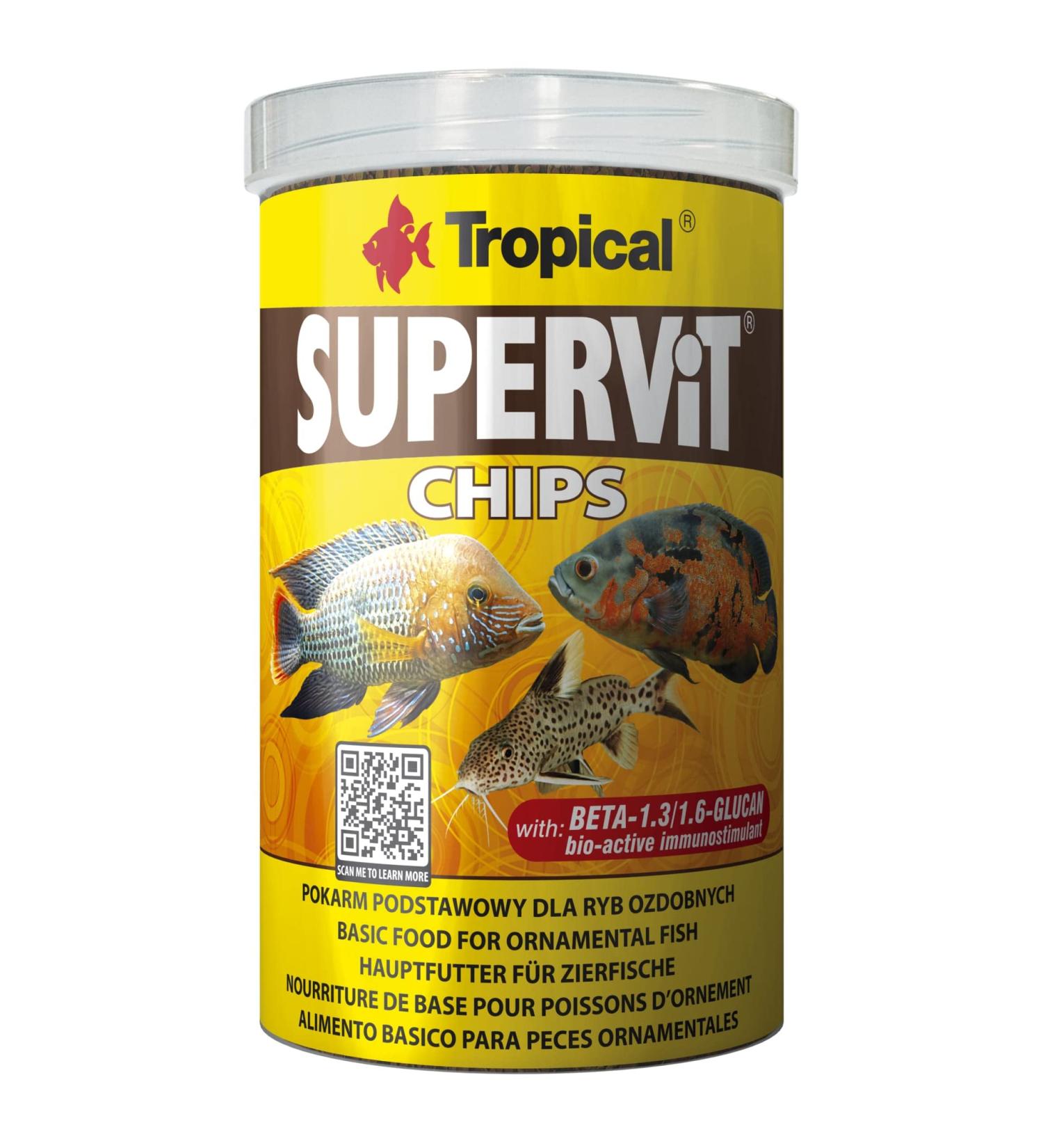 SUPERVIT Chips 1000ml / 520g - Basic food for ornamental fish in the form of chips - Buy Online on GoSupps.com