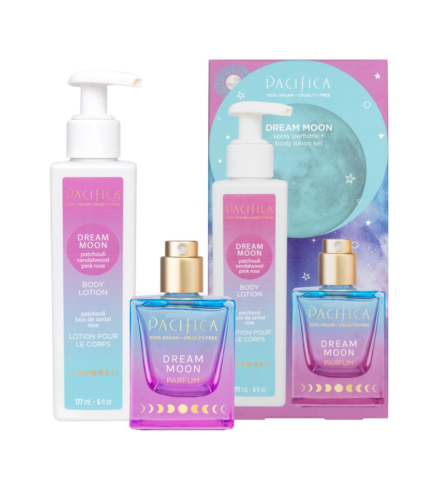 Pacifica Beauty Dream Moon Spray Perfume and Body Lotion Set Bath and Body Fragrances Sandalwood Pink Rose Patchouli Gift Set Clean Perfume Skin Care Vegan 6 fl oz and 1 fl oz (Set of 2) - Buy Online on GoSupps.com