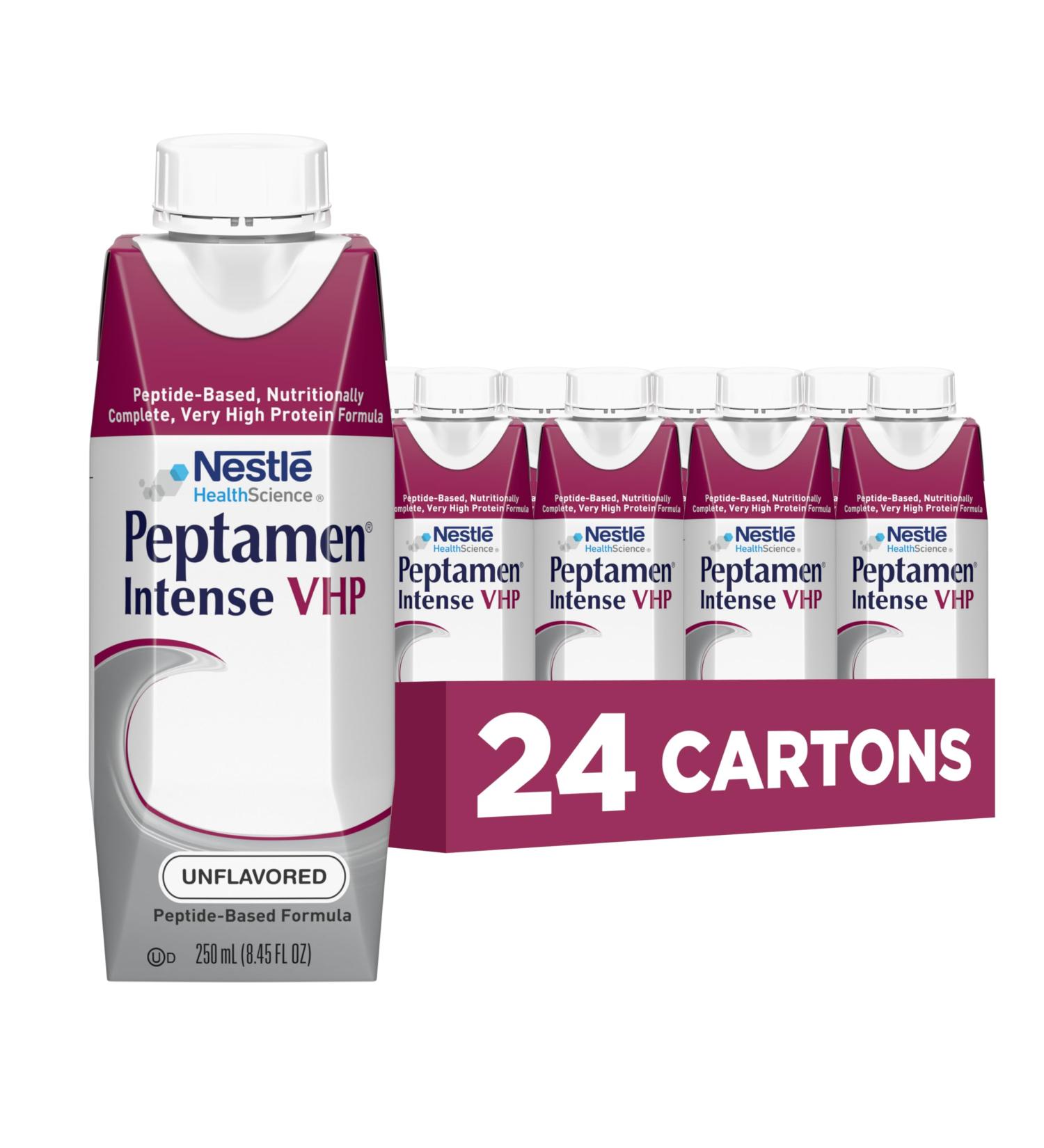 Nestle Peptamen Intense VHP Tube Feeding Formula Unflavored 250 mL Carton 24 Ct Unflavored 202.8 Fl Oz (Pack of 1) - Buy Online on GoSupps.com