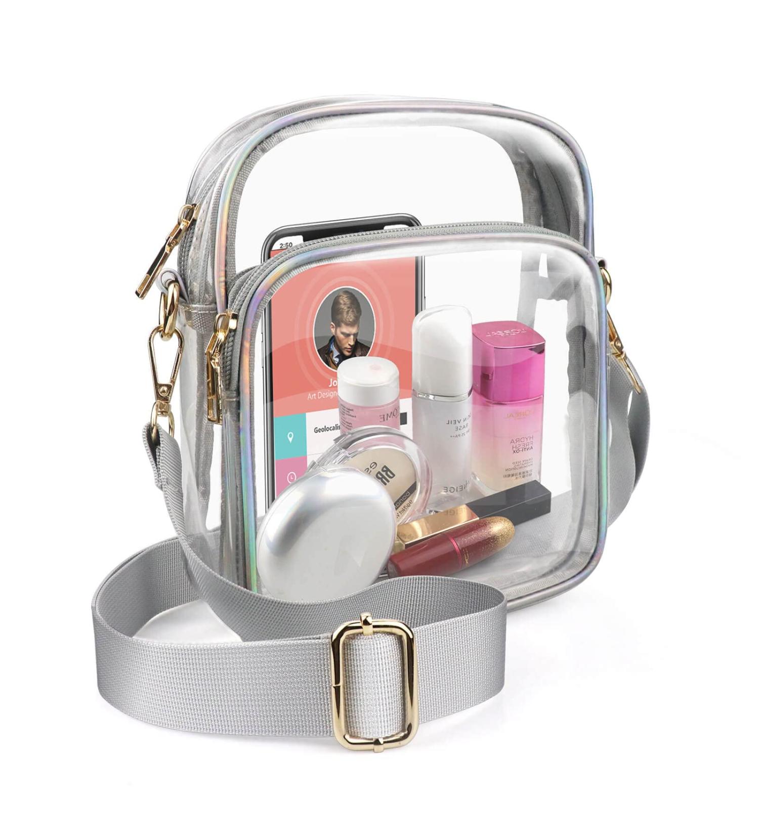 Coromay Clear Crossbody Bag - Stadium Approved TPU Clear Purse (Silver) - Buy Online on GoSupps.com