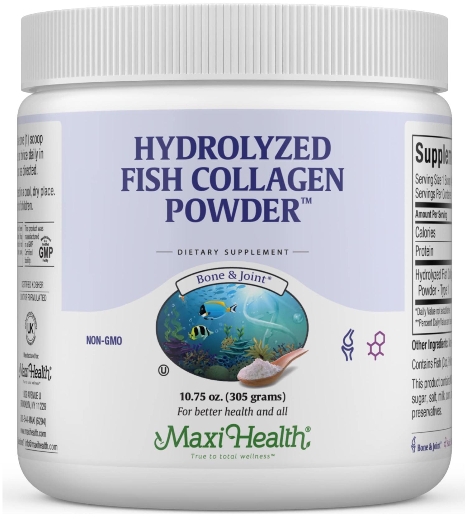 Maxi Health Collagen Peptides Powder Type I Unflavored Marine Powder Collagen for Women & Men - Wild-Caught Protein Supplement for Joints Skin Hair & NailNails (10.75 oz) Unflavored Powder 10.75 Ounce (Pack of 1) - Buy Online on GoSupps.com