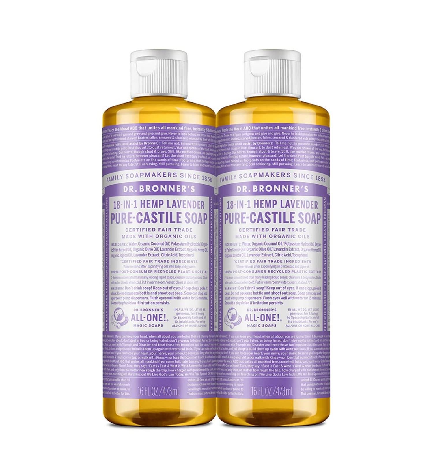Dr. Bronner's Tea Tree Liquid Soap 32 Fl Oz - Organic 18-in-1 Uses for Acne, Dandruff, Laundry, Pets & Dishes - Vegan & Non-GMO - Lavender Scent - Pack of 2 - Buy Online on GoSupps.com