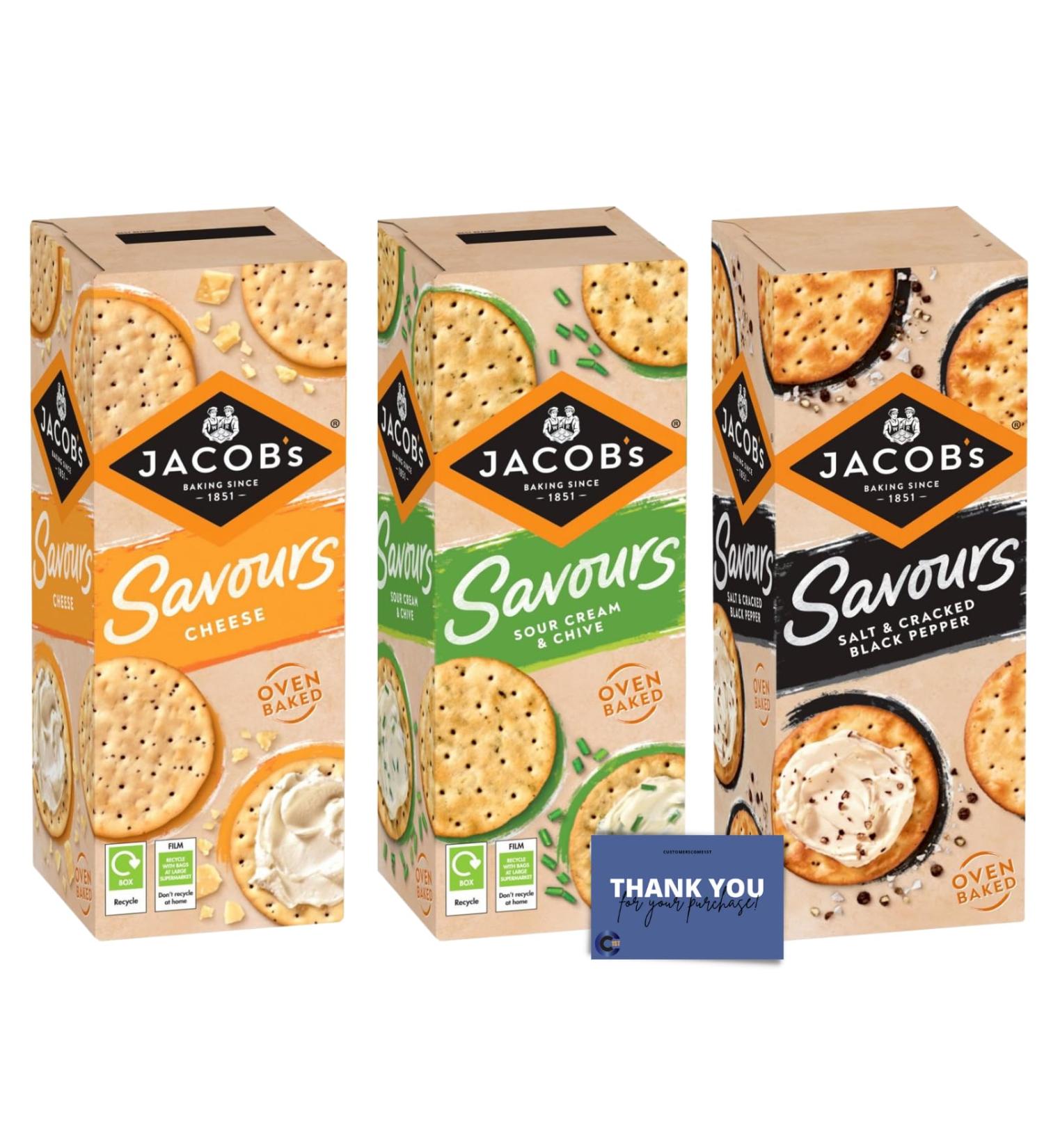 Jacob's Savours Crackers Variety Pack - Cheese Sour Cream & Chive Salt & Black Pepper - Buy Online on GoSupps.com